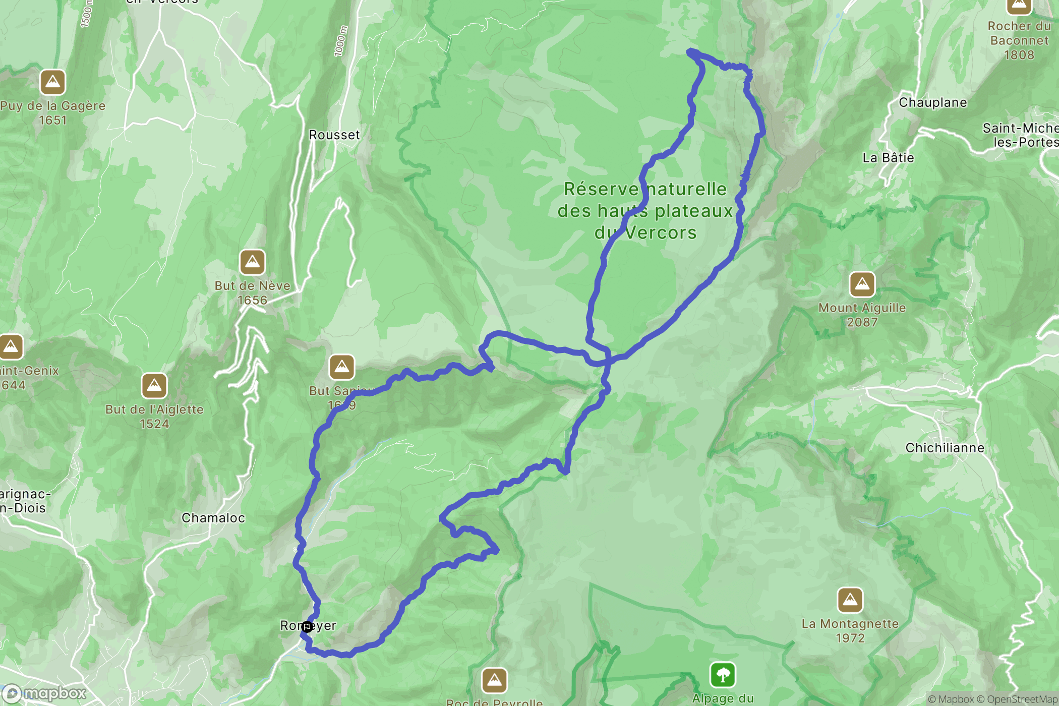 Romeyer : carte du parcours de randonnée - France