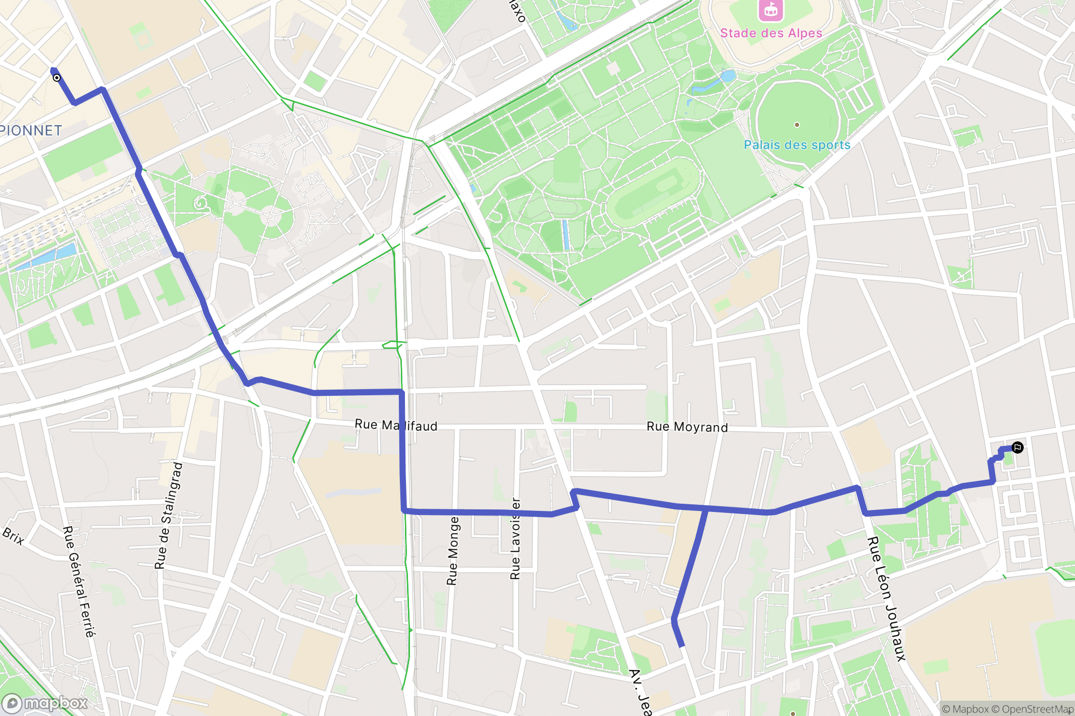Grenoble : carte du parcours de randonnée - France