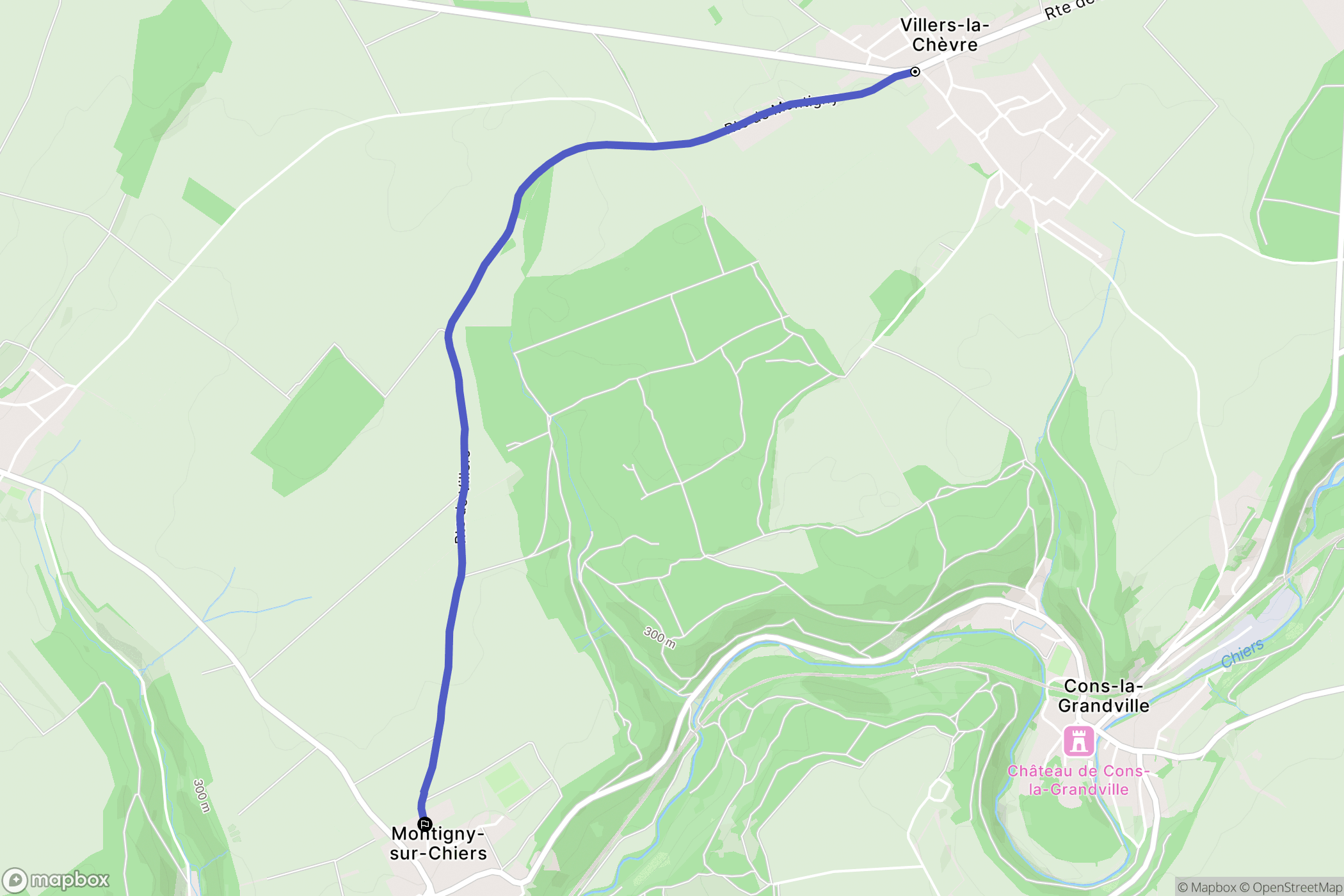 Villers-la-Chèvre : carte du parcours de randonnée - France
