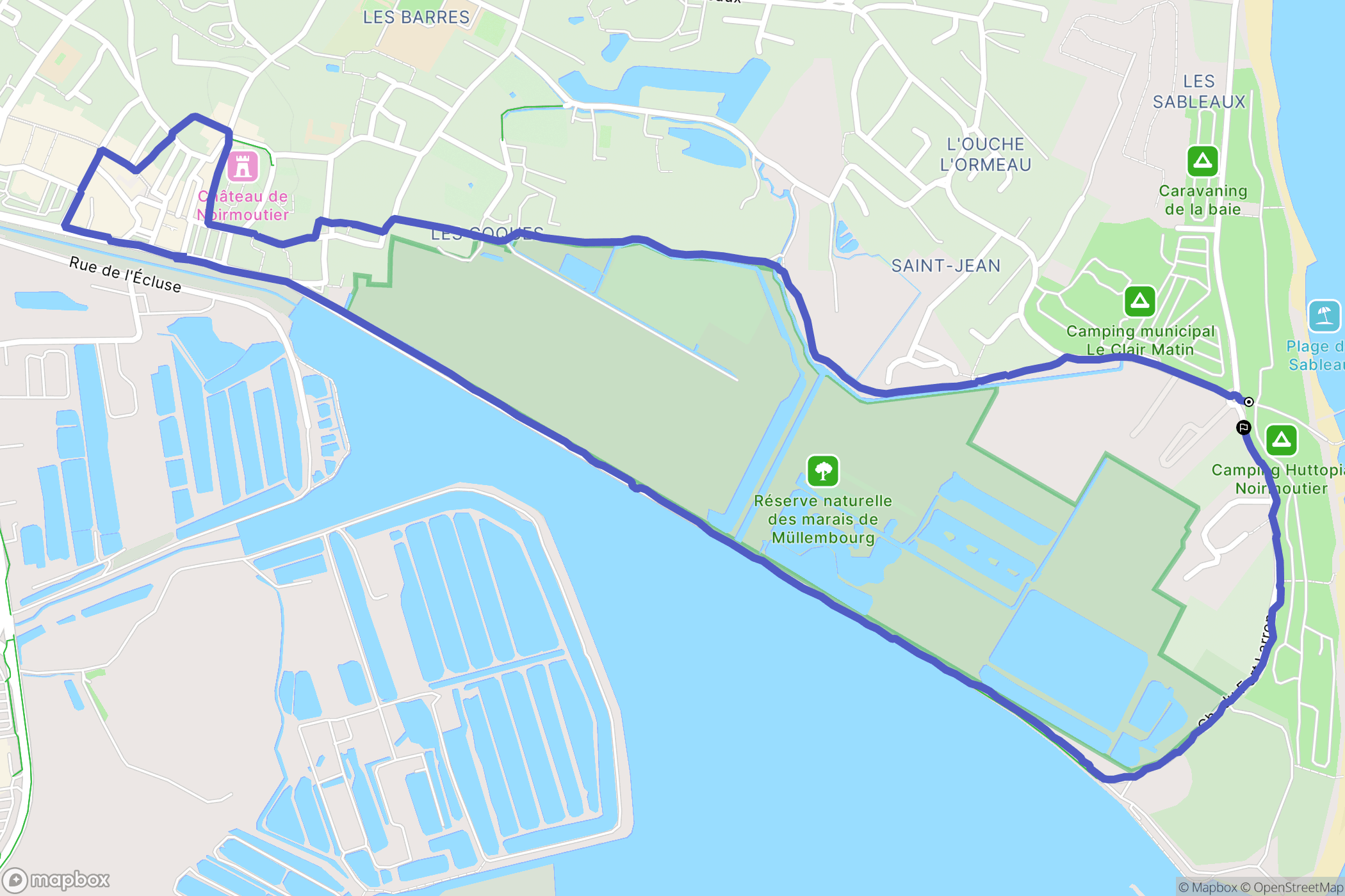 Noirmoutier-en-l'Île : carte du parcours de randonnée - France