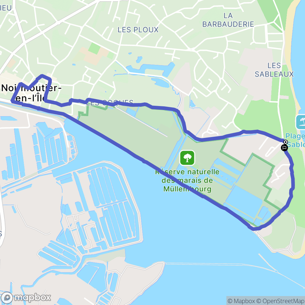 Noirmoutier-en-l'Île : carte du parcours de randonnée - France