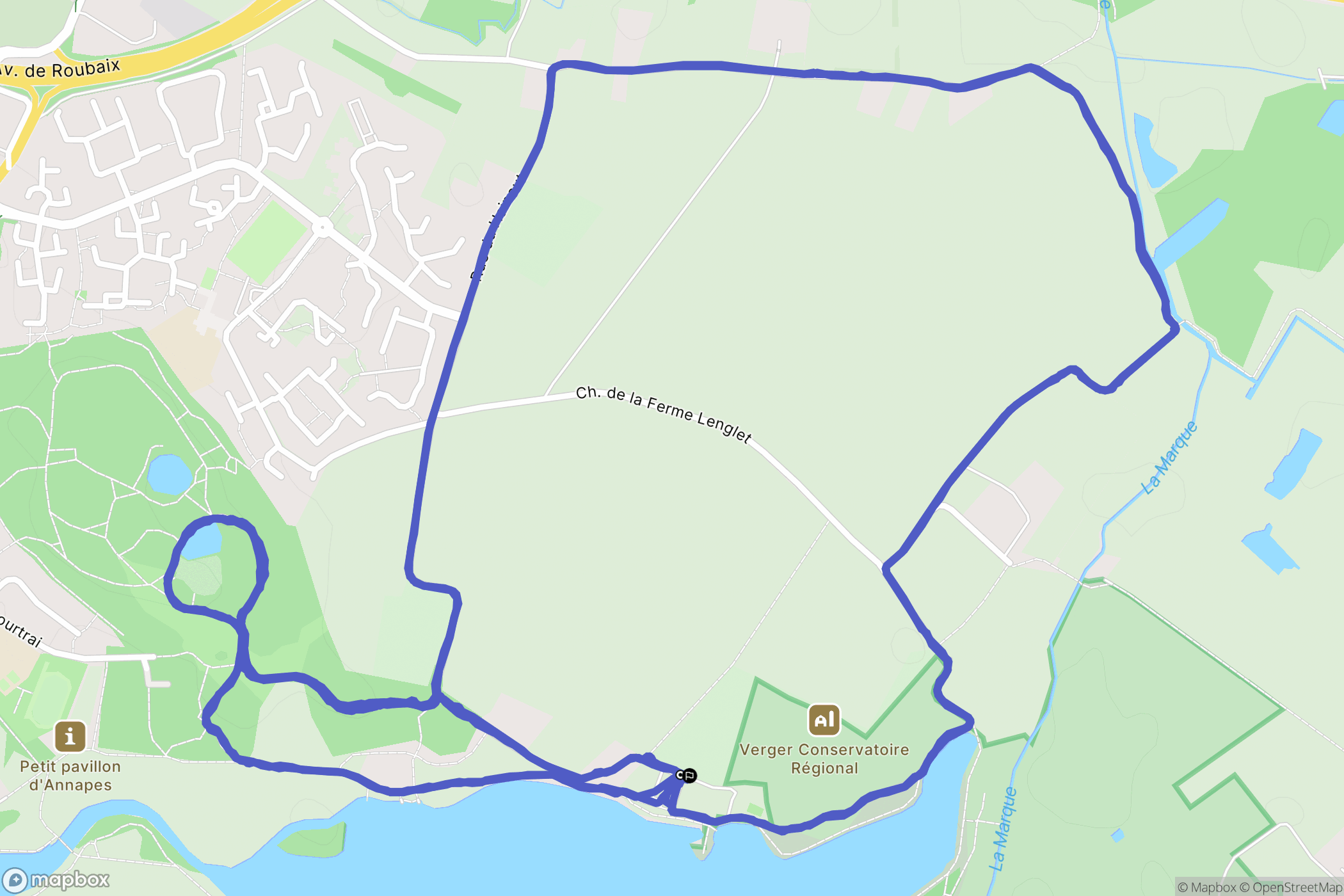 Villeneuve-d'Ascq : carte du parcours de randonnée - France