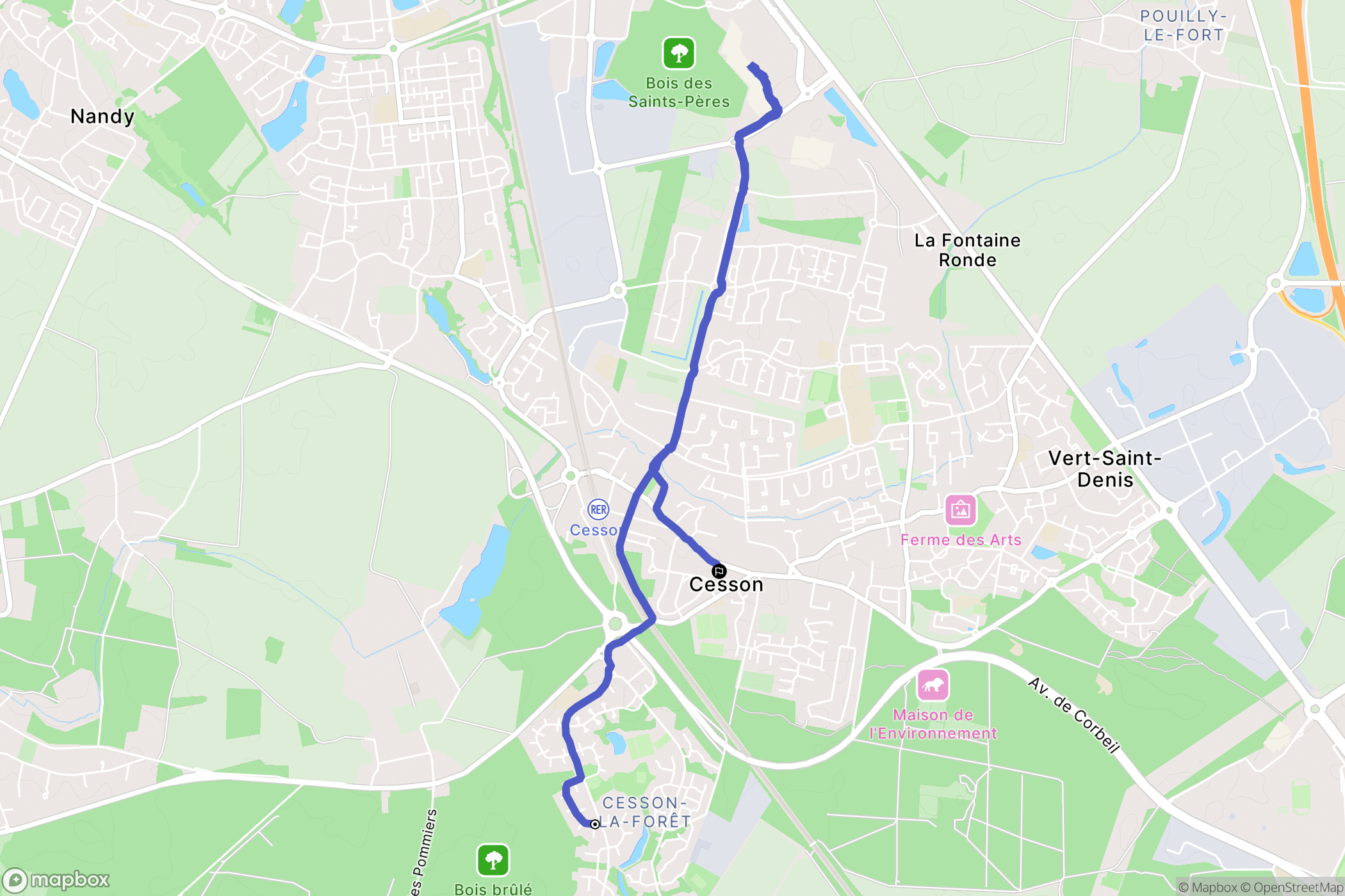 Cesson : carte du parcours de randonnée - France