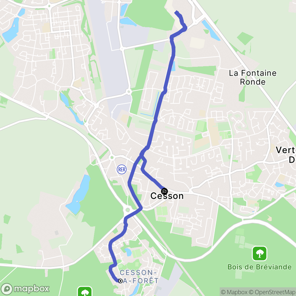 Cesson : carte du parcours de randonnée - France