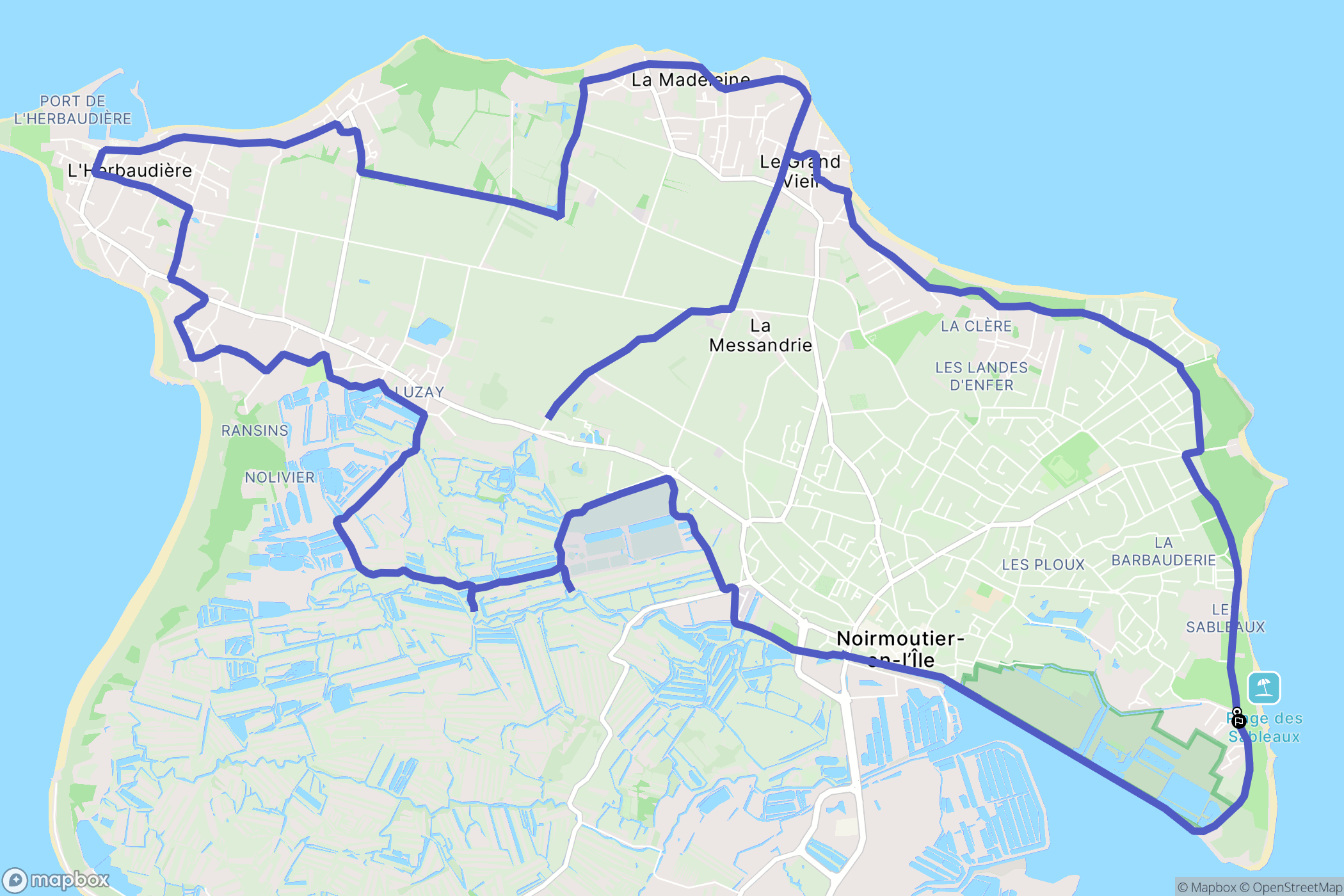 Noirmoutier-en-l'Île : carte du parcours de randonnée - France