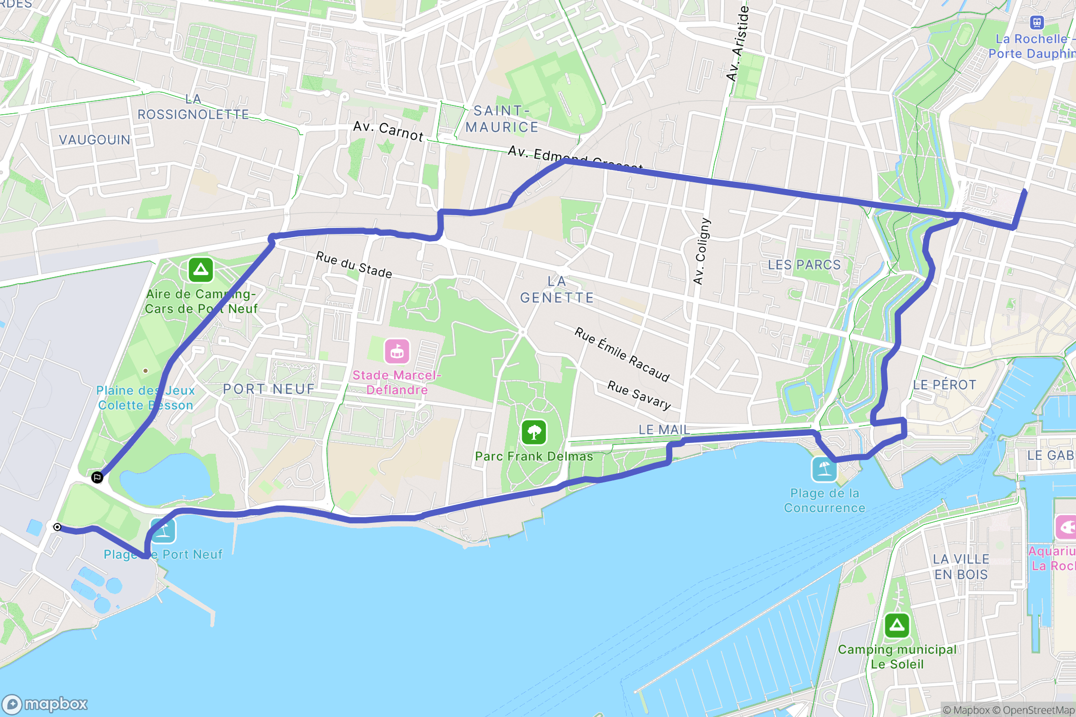La Rochelle : carte du parcours de randonnée - France