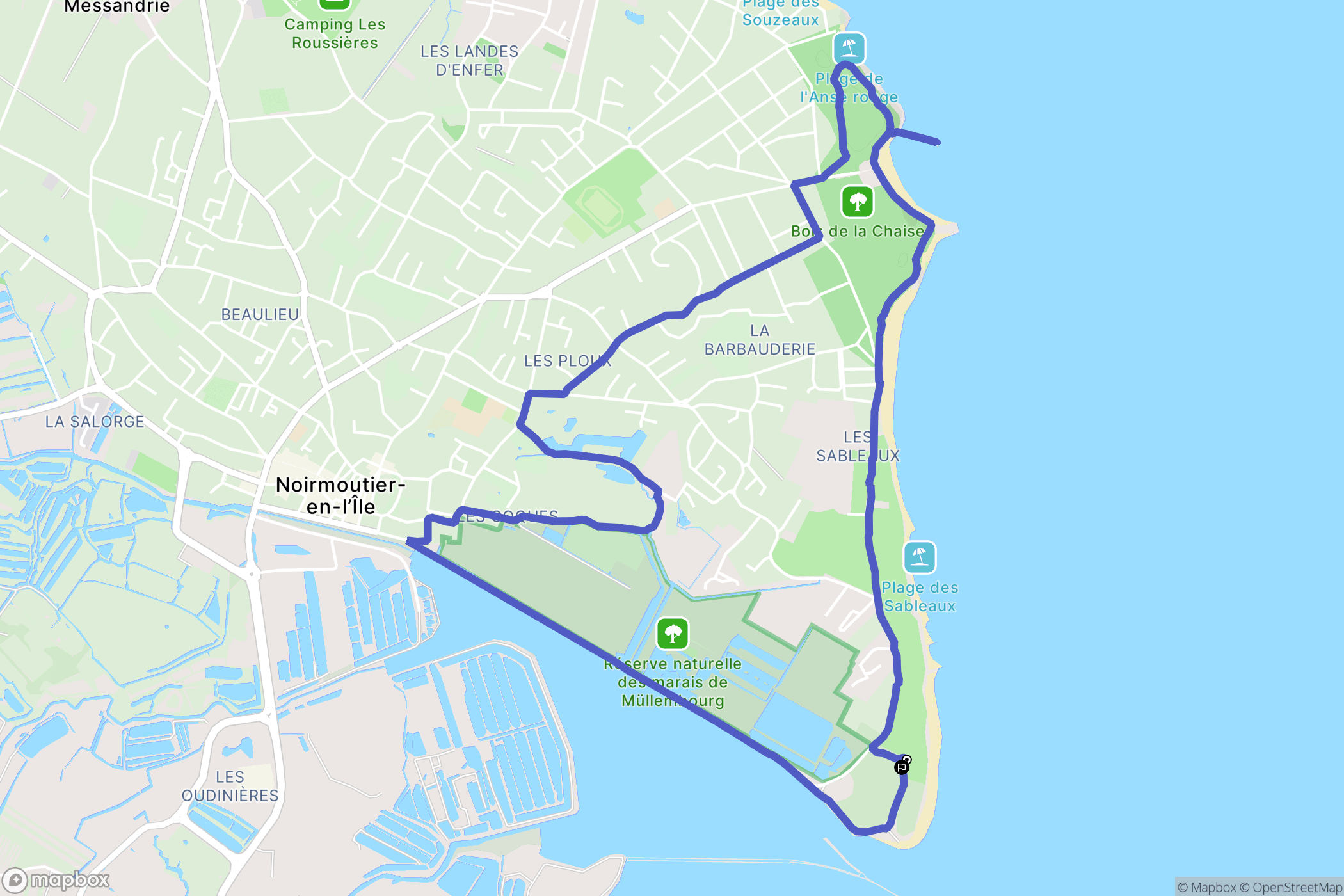 Noirmoutier-en-l'Ile : carte du parcours de randonnée - France