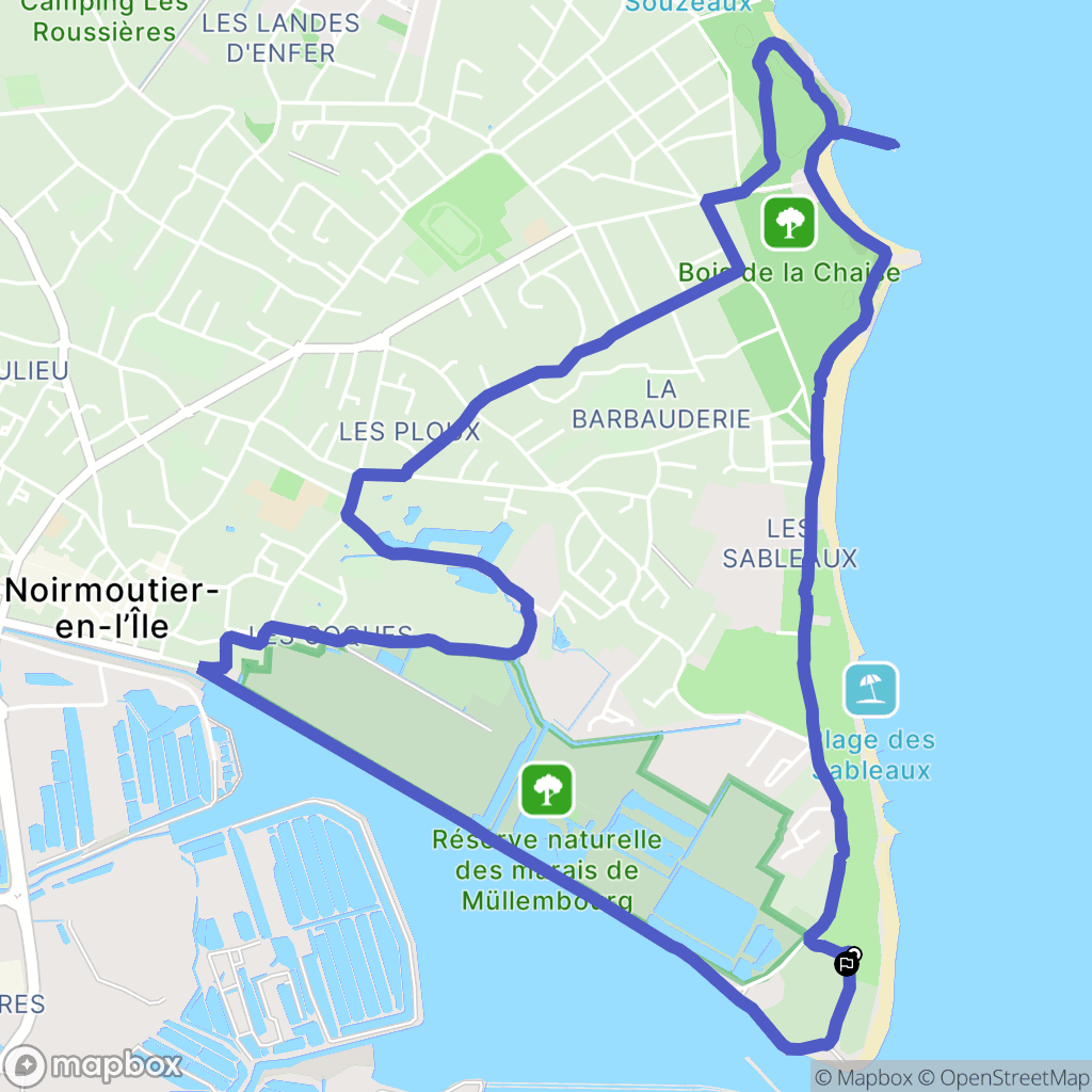 Noirmoutier-en-l'Ile : carte du parcours de randonnée - France