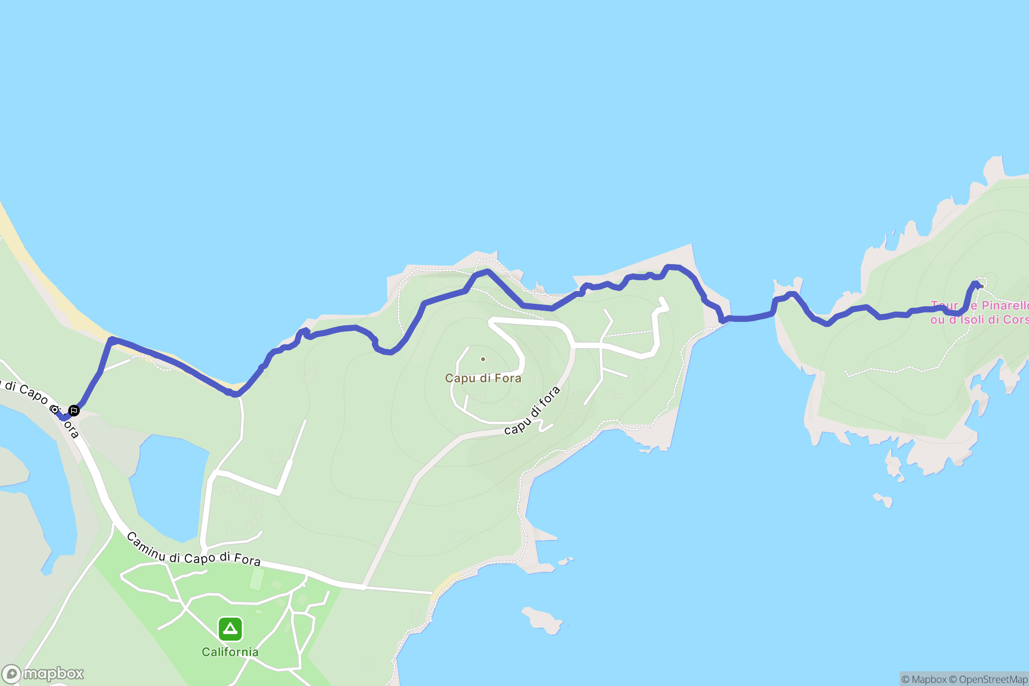 Zonza : carte du parcours de randonnée - France
