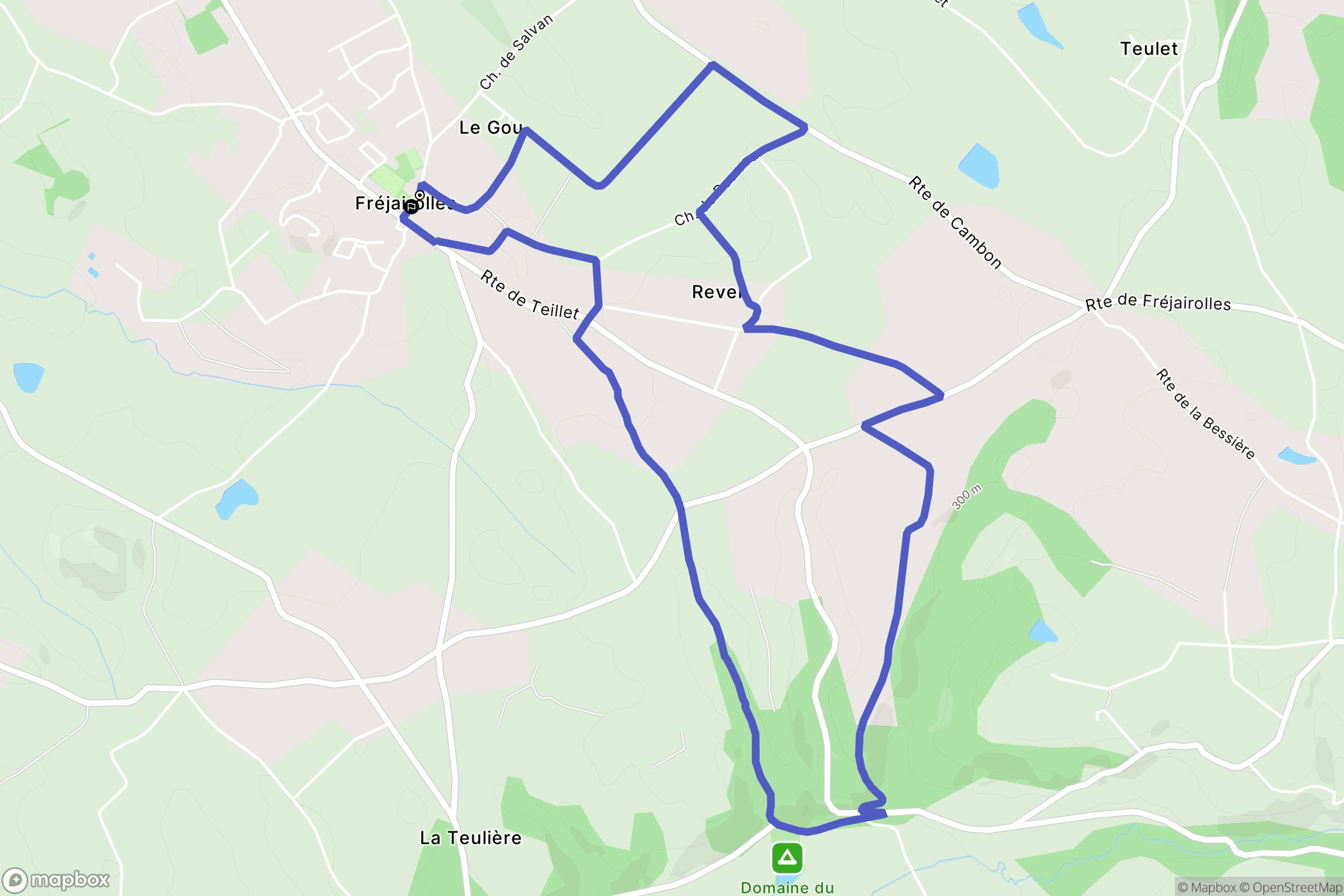 Fréjairolles : carte du parcours de randonnée - France