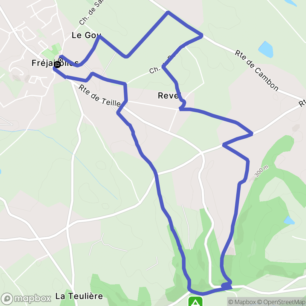 Fréjairolles : carte du parcours de randonnée - France