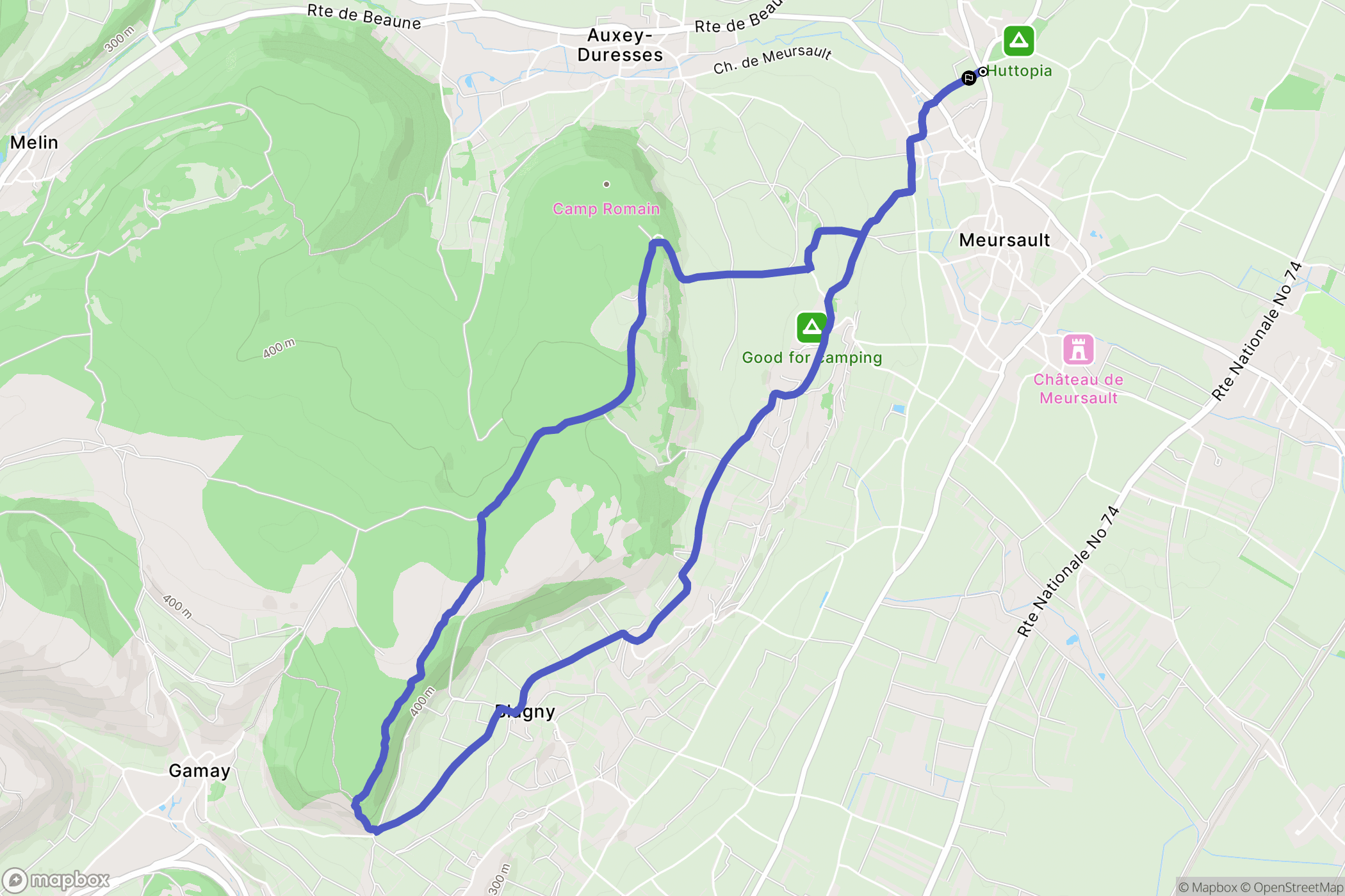 Meursault : carte du parcours de randonnée - France