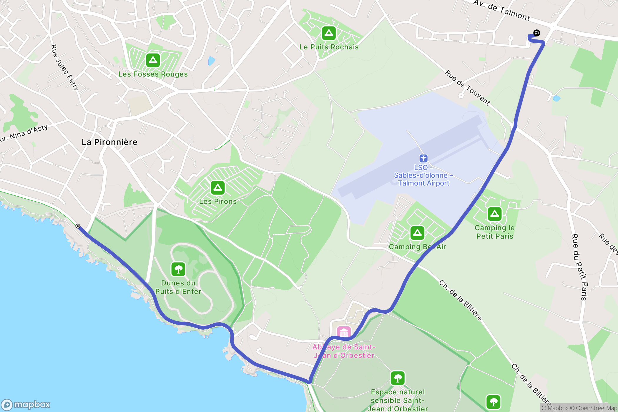 Les Sables-d'Olonne : carte du parcours de randonnée - France
