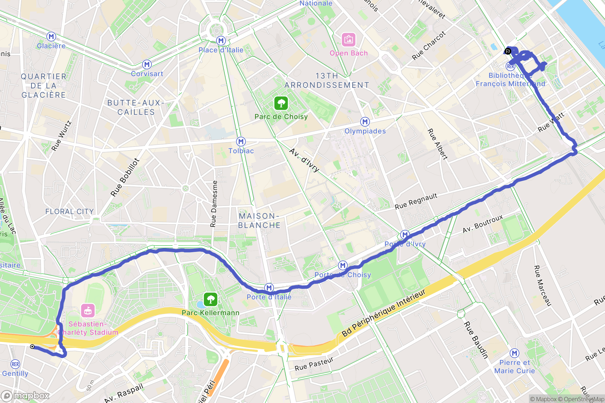 Gentilly : carte du parcours de randonnée - France