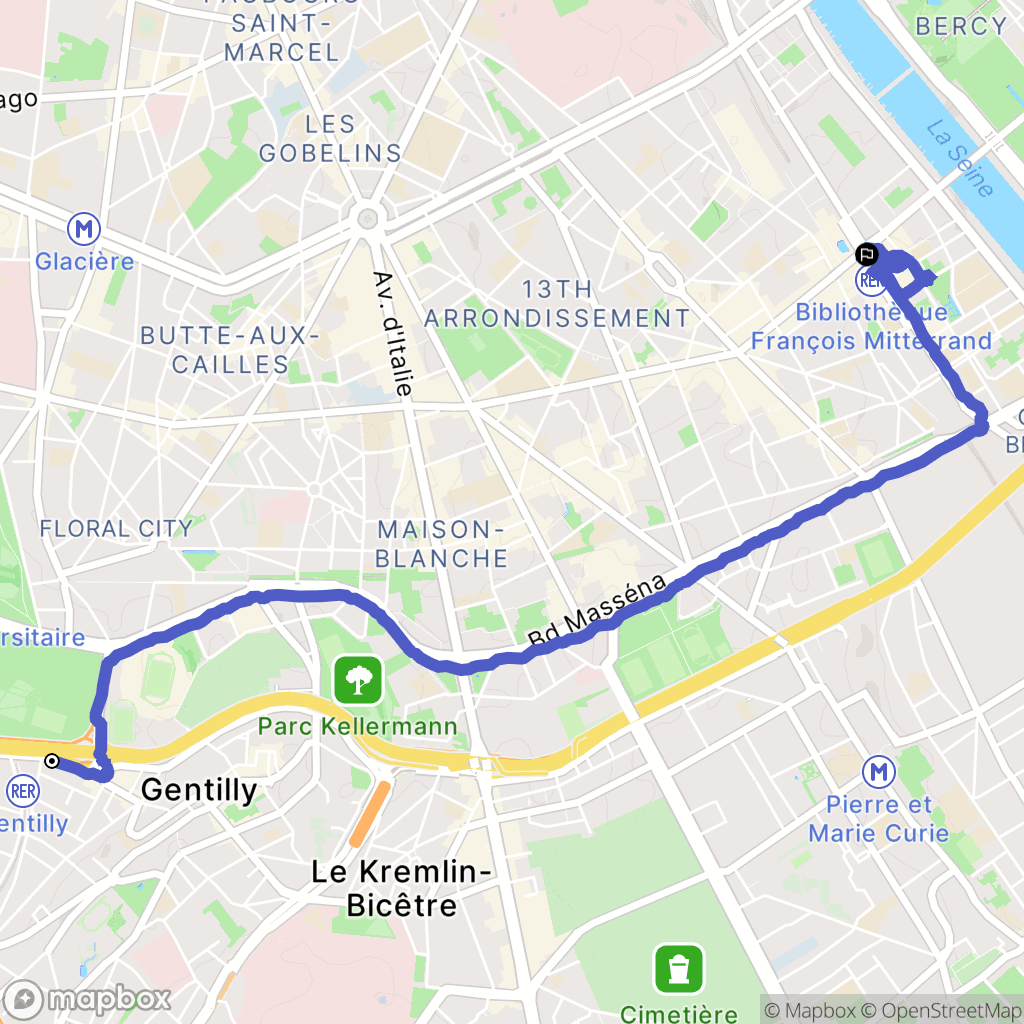 Gentilly : carte du parcours de randonnée - France