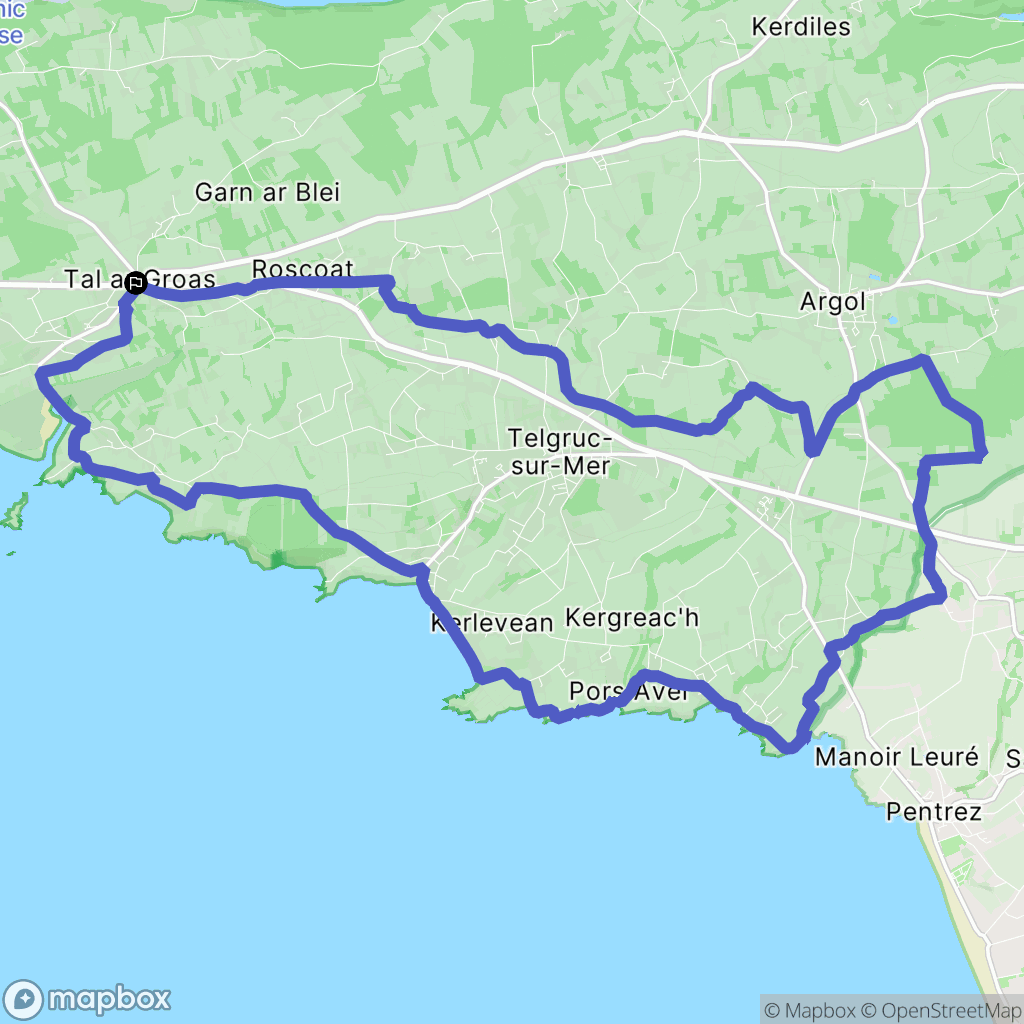 Crozon : carte du parcours de randonnée - France