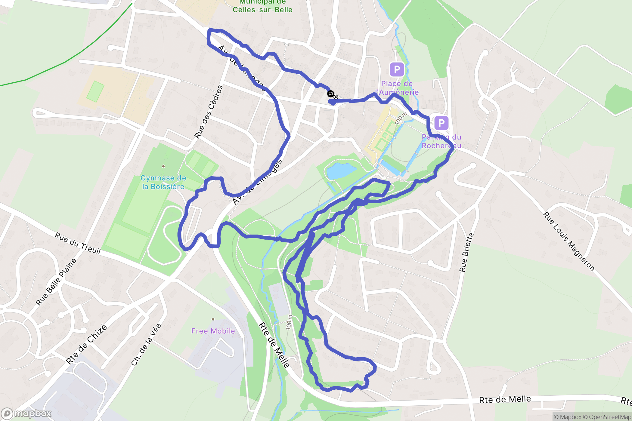 Celles-sur-Belle : carte du parcours de randonnée - France