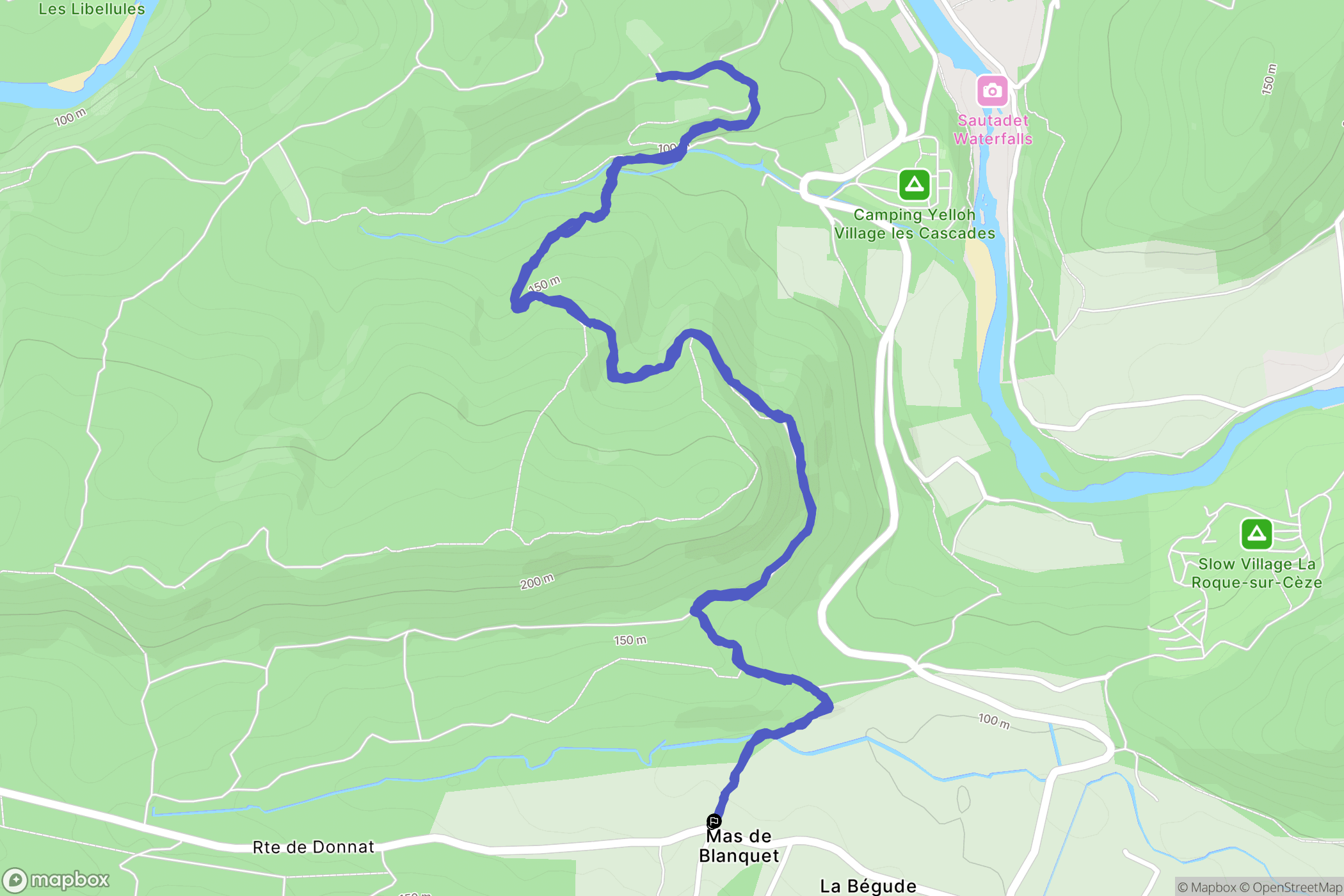 Saint-André-d'Olérargues : carte du parcours de randonnée - France