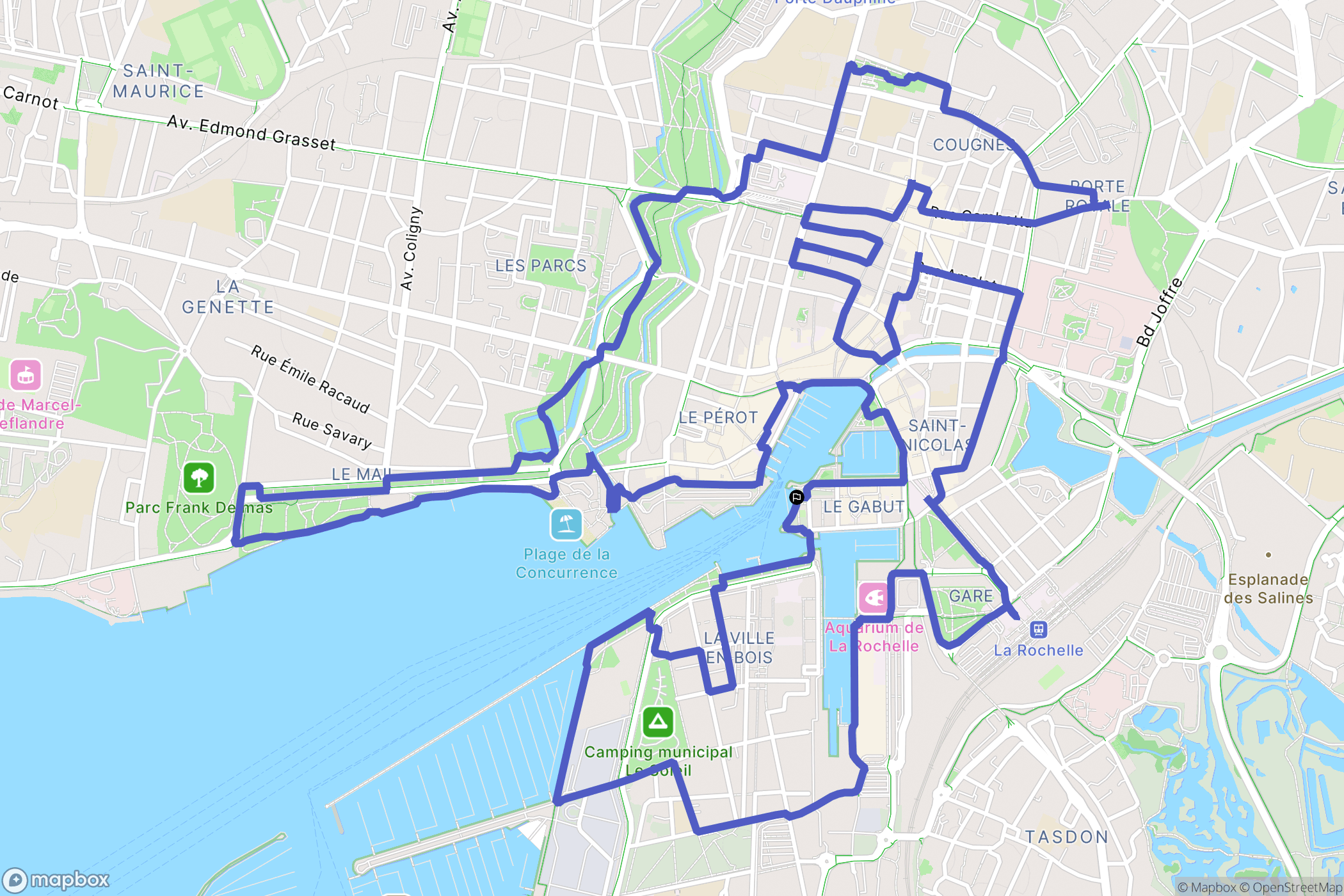 La Rochelle : carte du parcours de randonnée - France