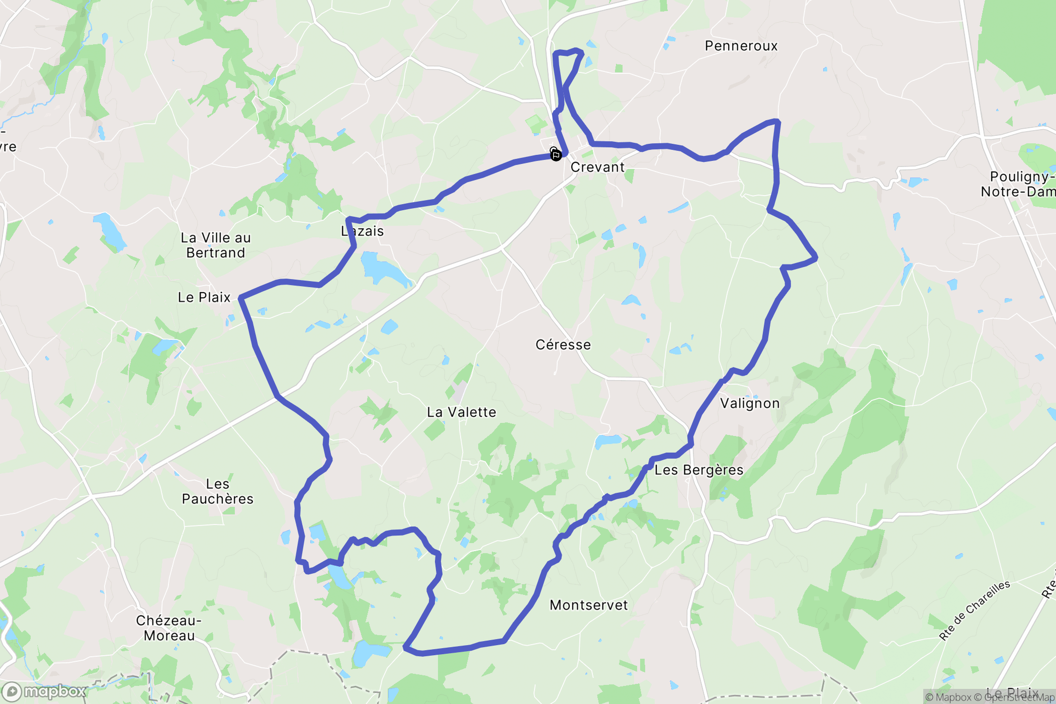 Crevant : carte du parcours de randonnée - France