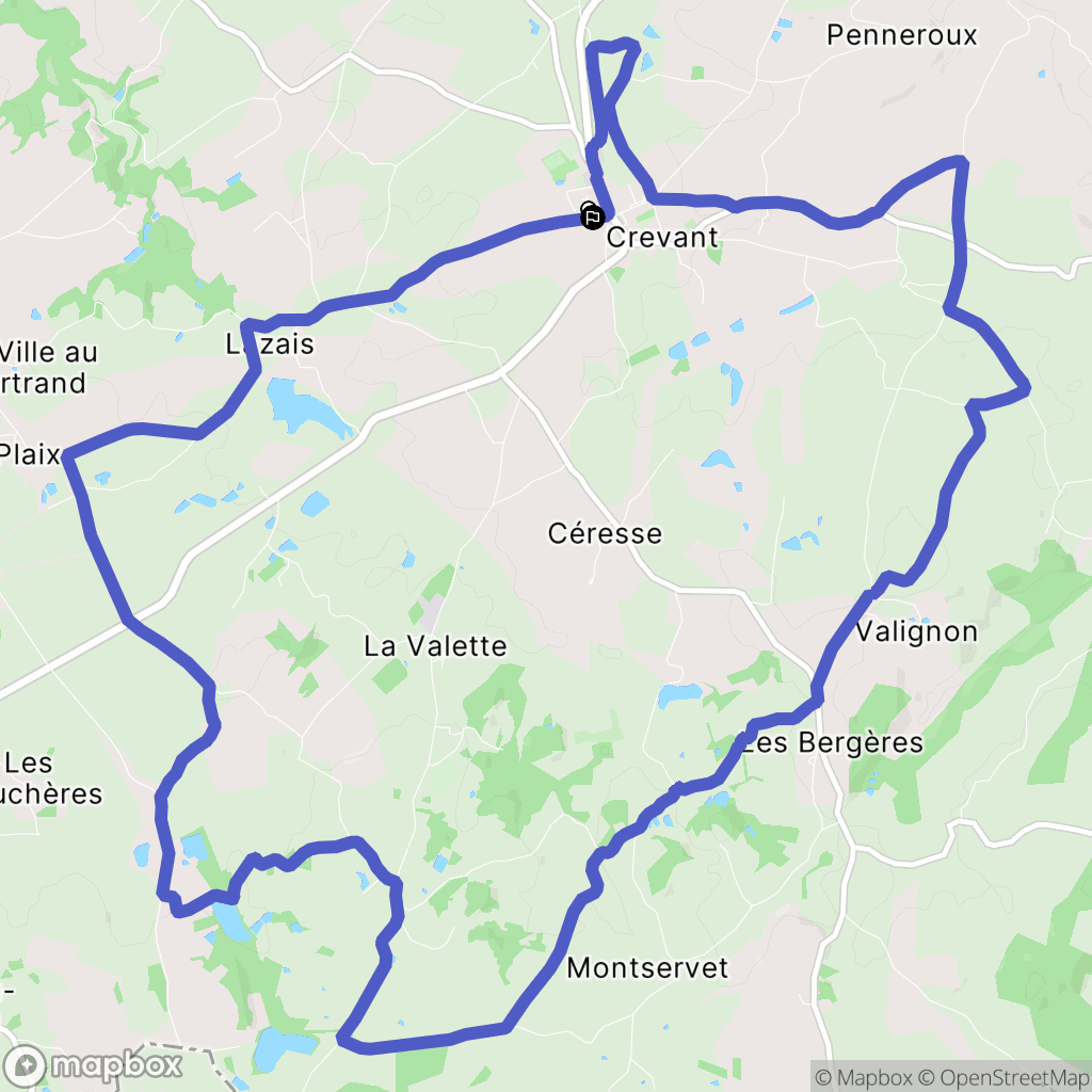 Crevant : carte du parcours de randonnée - France