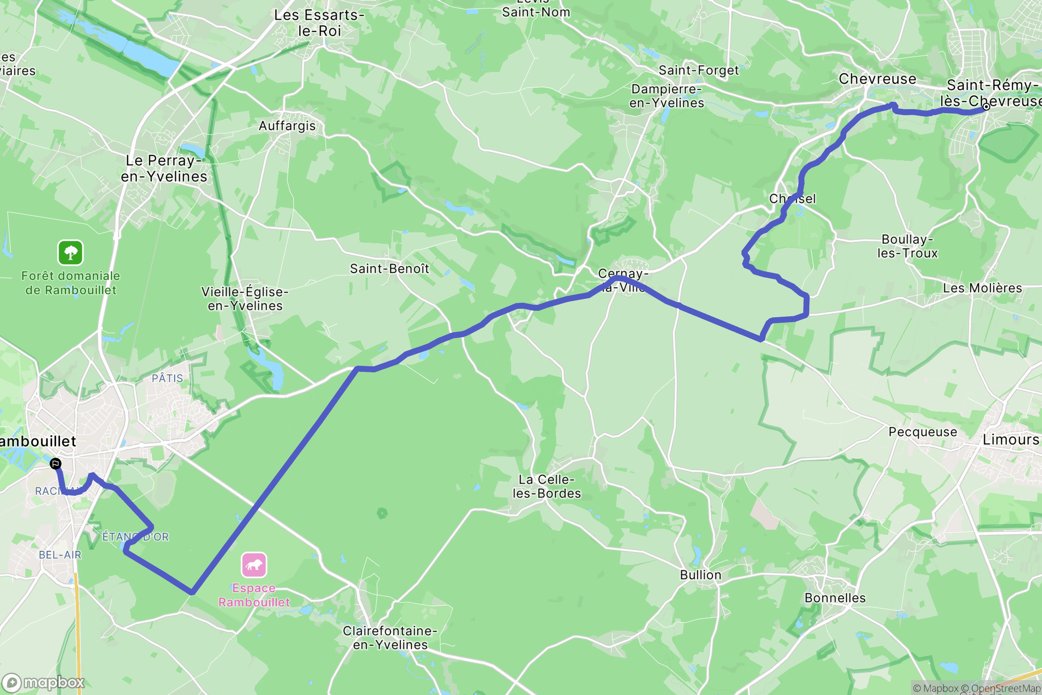 Saint-Rémy-lès-Chevreuse : carte du parcours de randonnée - France