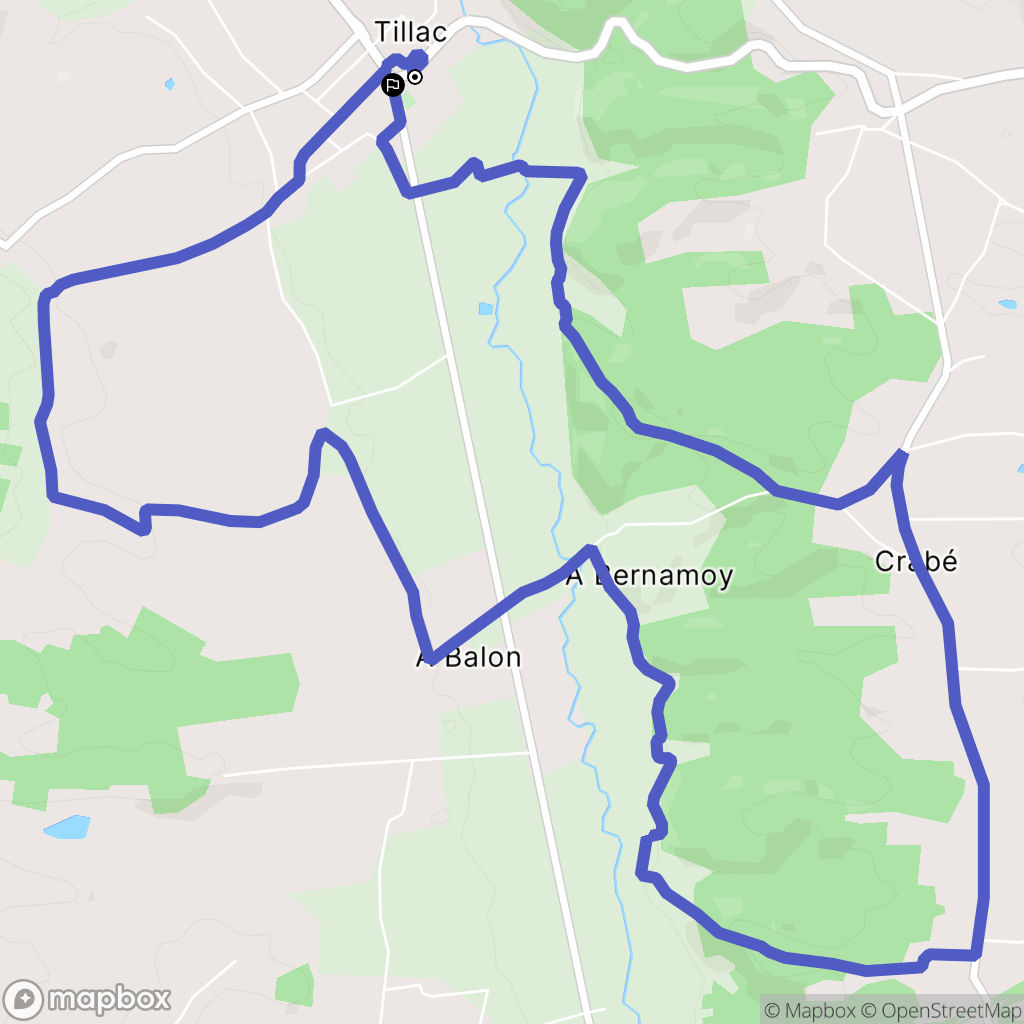 Tillac : carte du parcours de randonnée - France