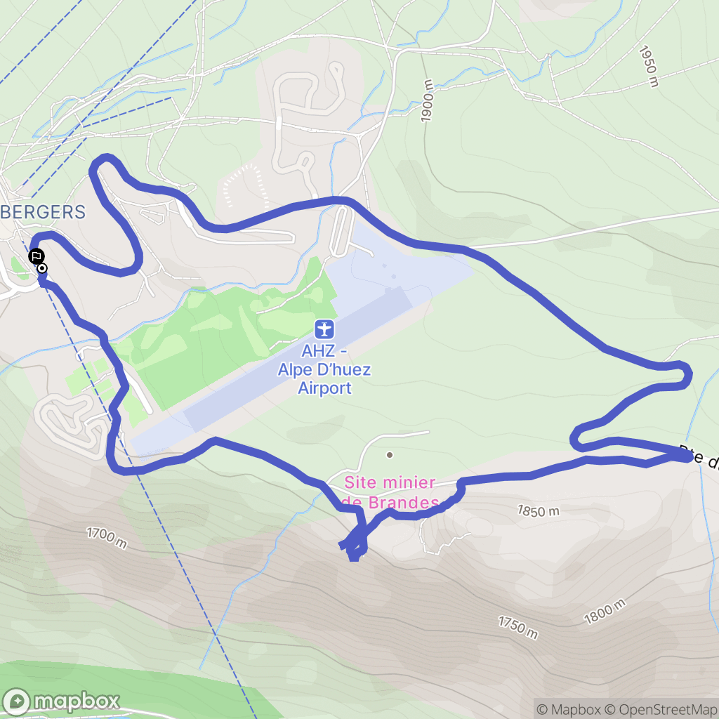 Huez : carte du parcours de randonnée - France