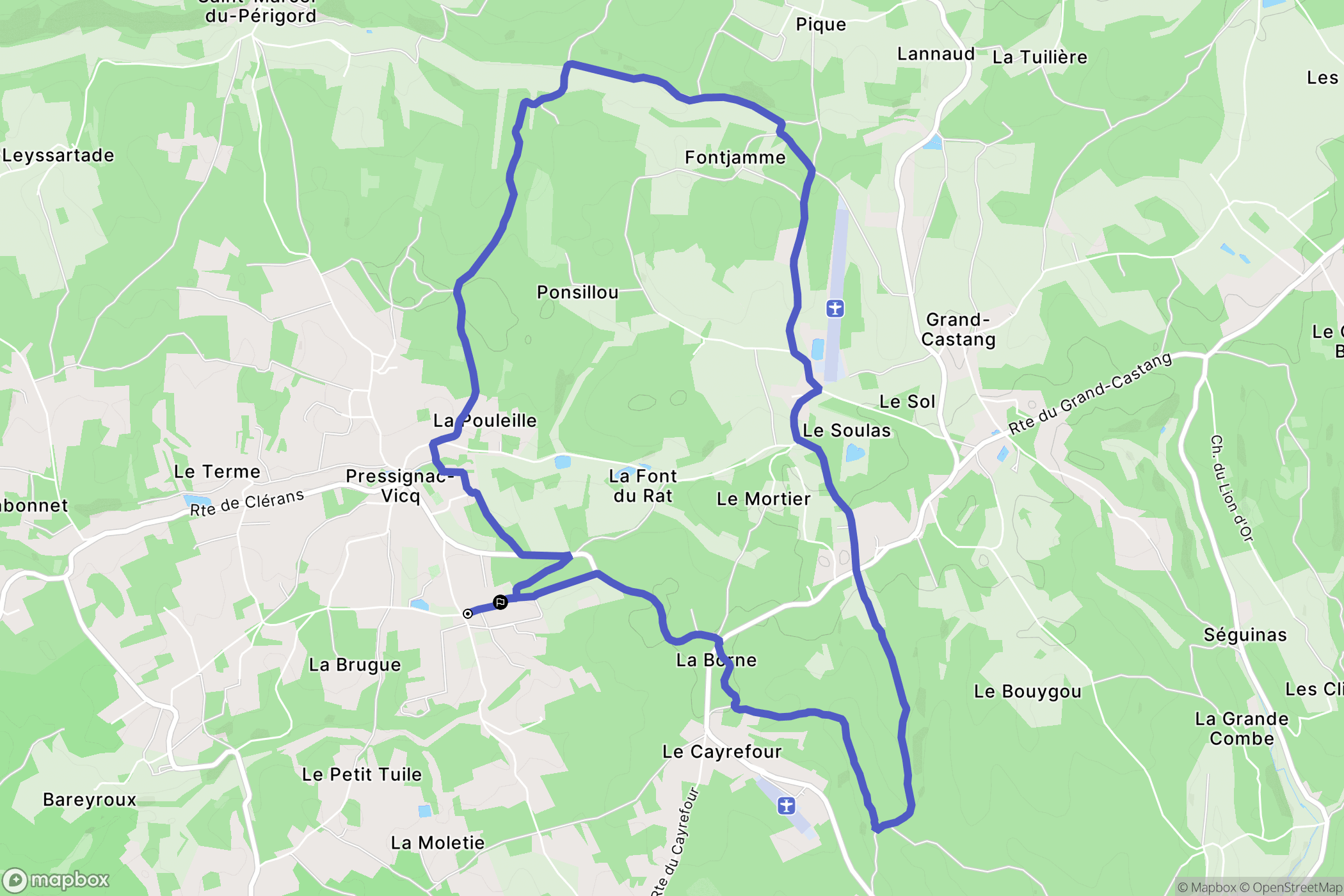 Pressignac-Vicq : carte du parcours de randonnée - France