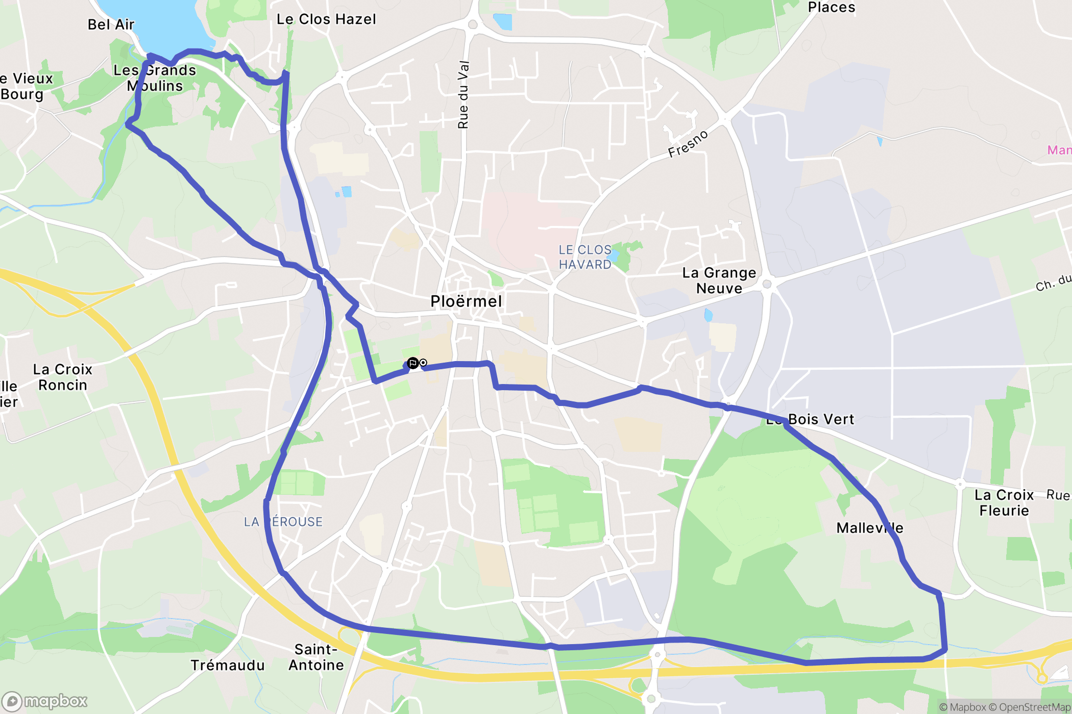 Ploërmel : carte du parcours de randonnée - France