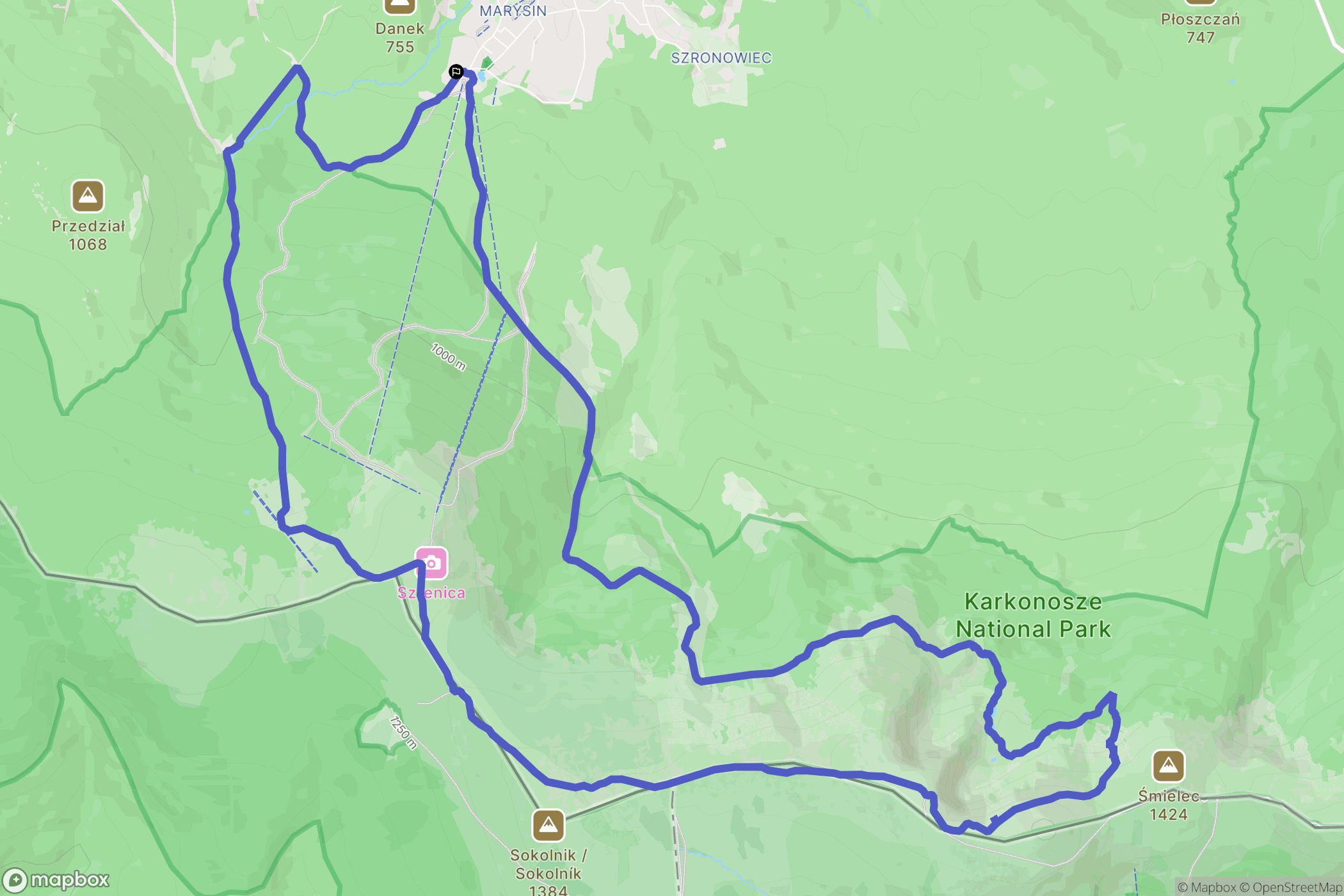 Szklarska Poręba: mapa trasy - Poland