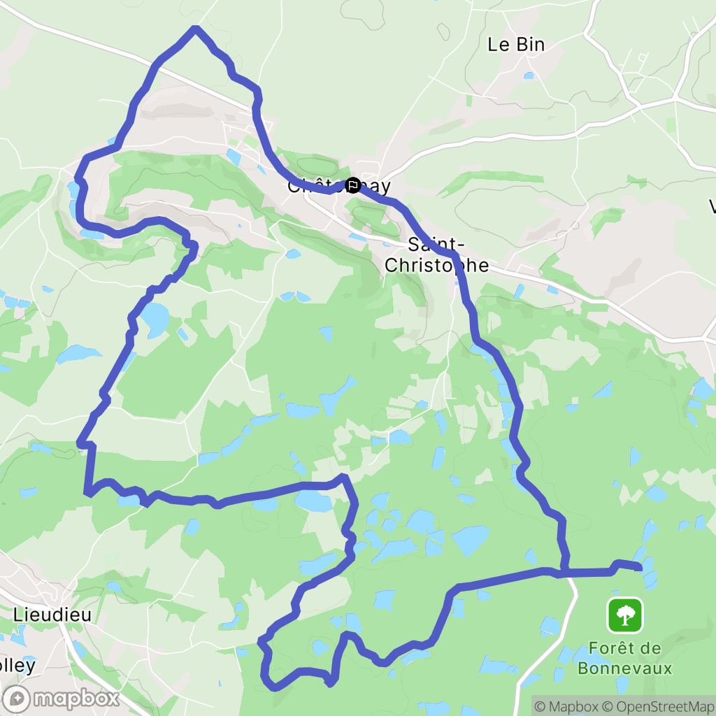 Châtonnay : carte du parcours de randonnée - France
