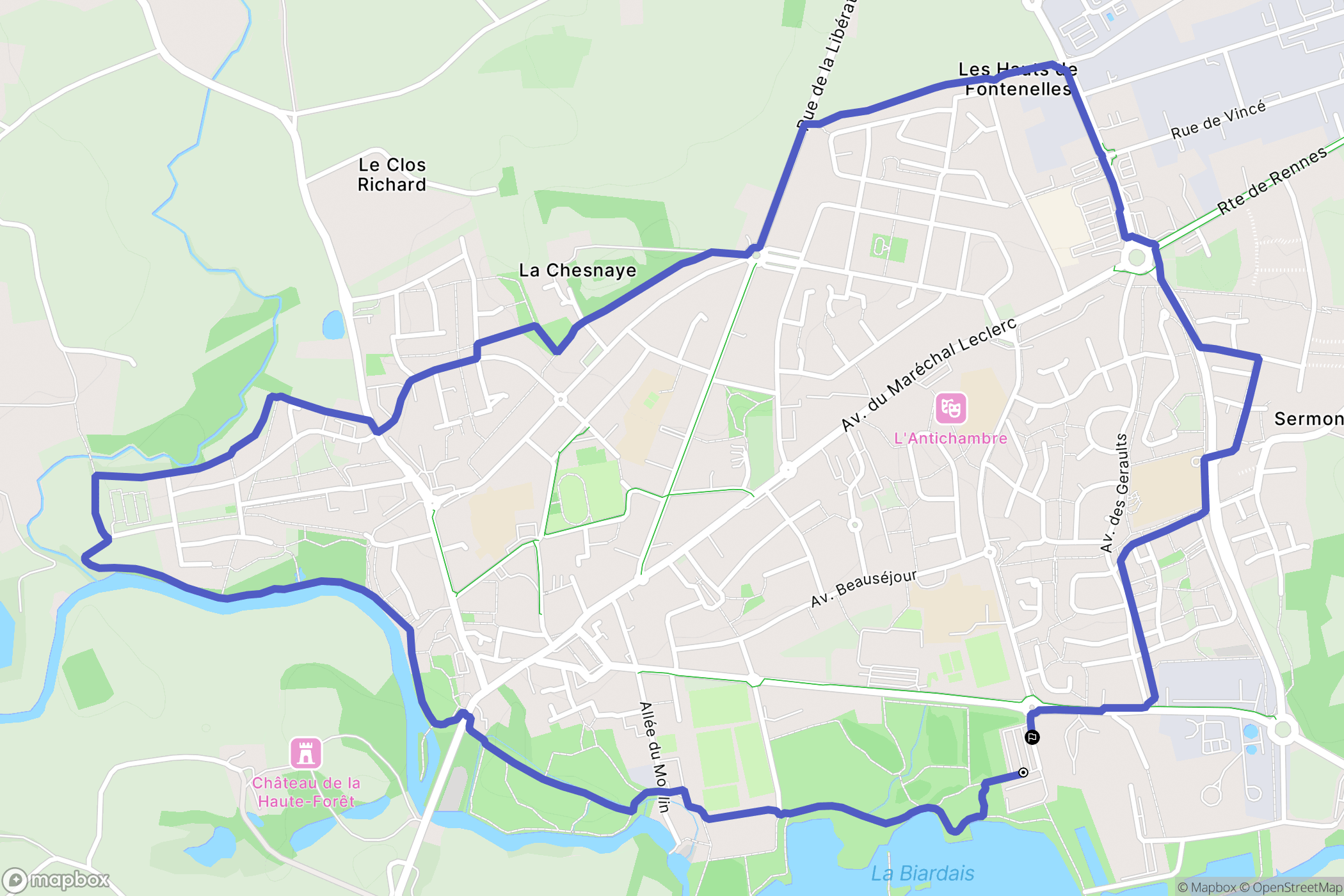Mordelles : carte du parcours de randonnée - France