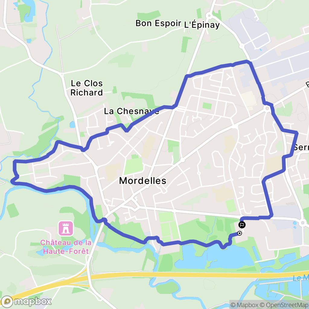 Mordelles : carte du parcours de randonnée - France