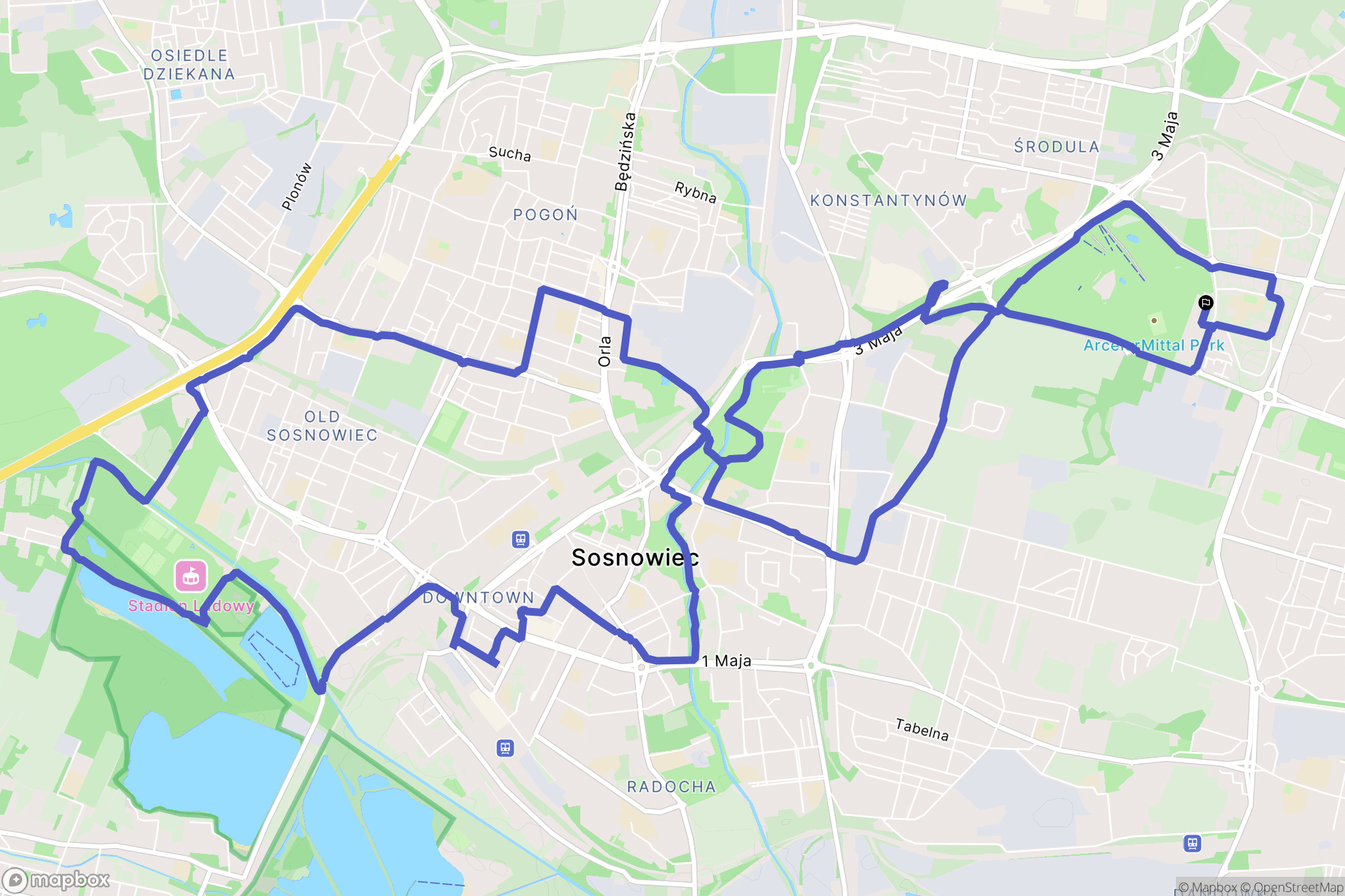 Sosnowiec: mapa trasy - Poland
