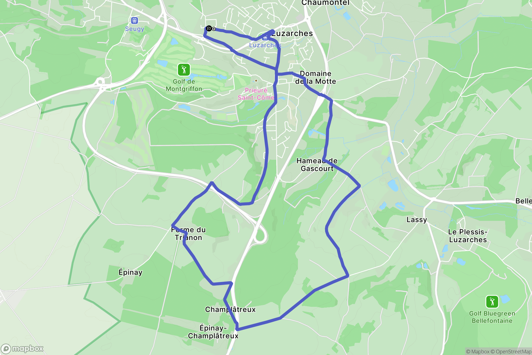 Luzarches : carte du parcours de randonnée - France
