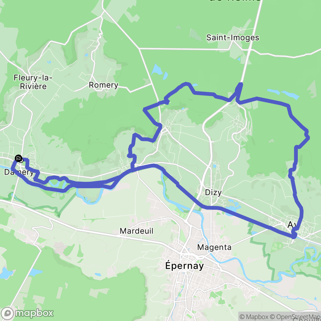 Damery : carte du parcours de randonnée - France