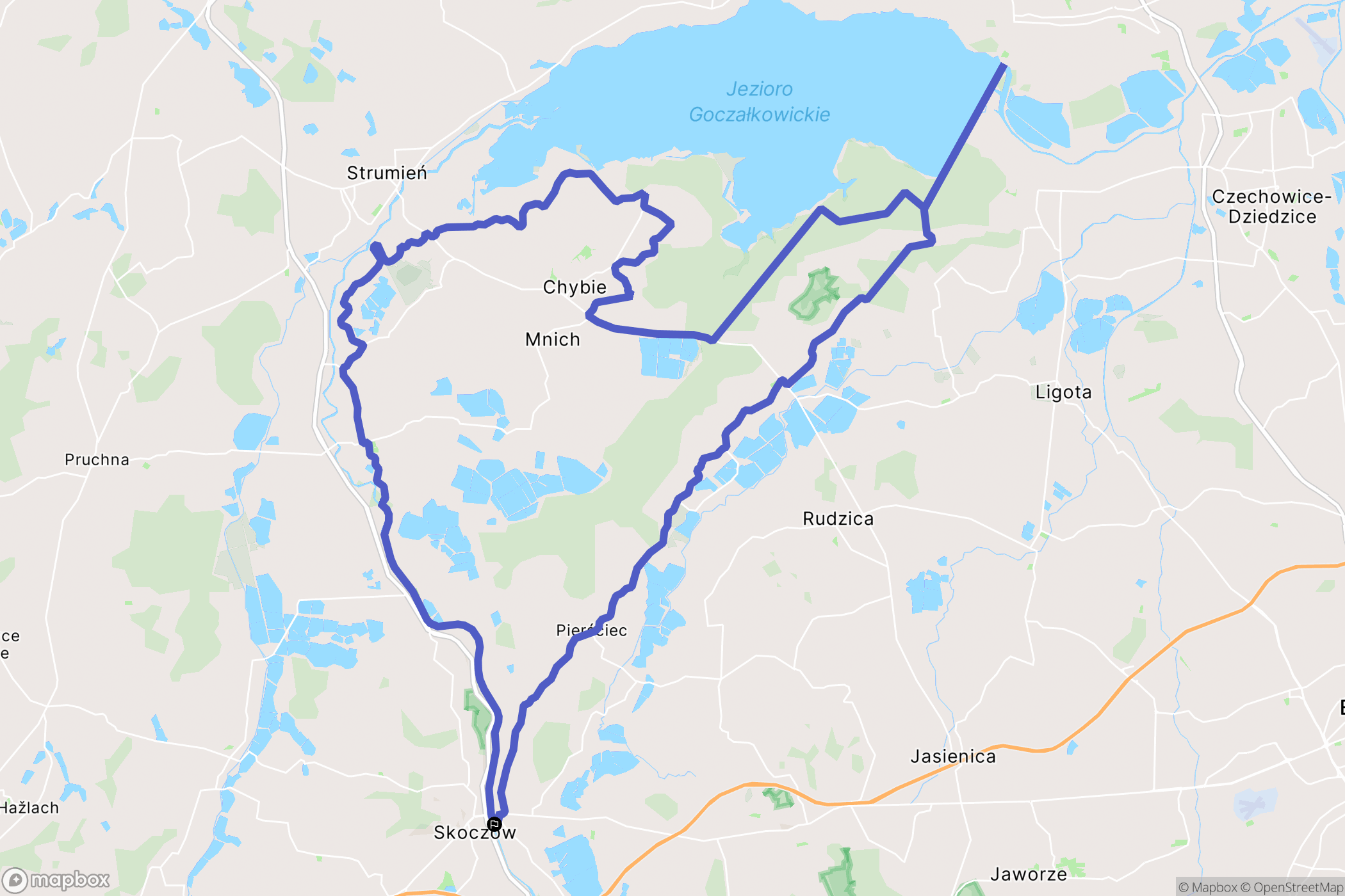Skoczów: mapa trasy - Poland