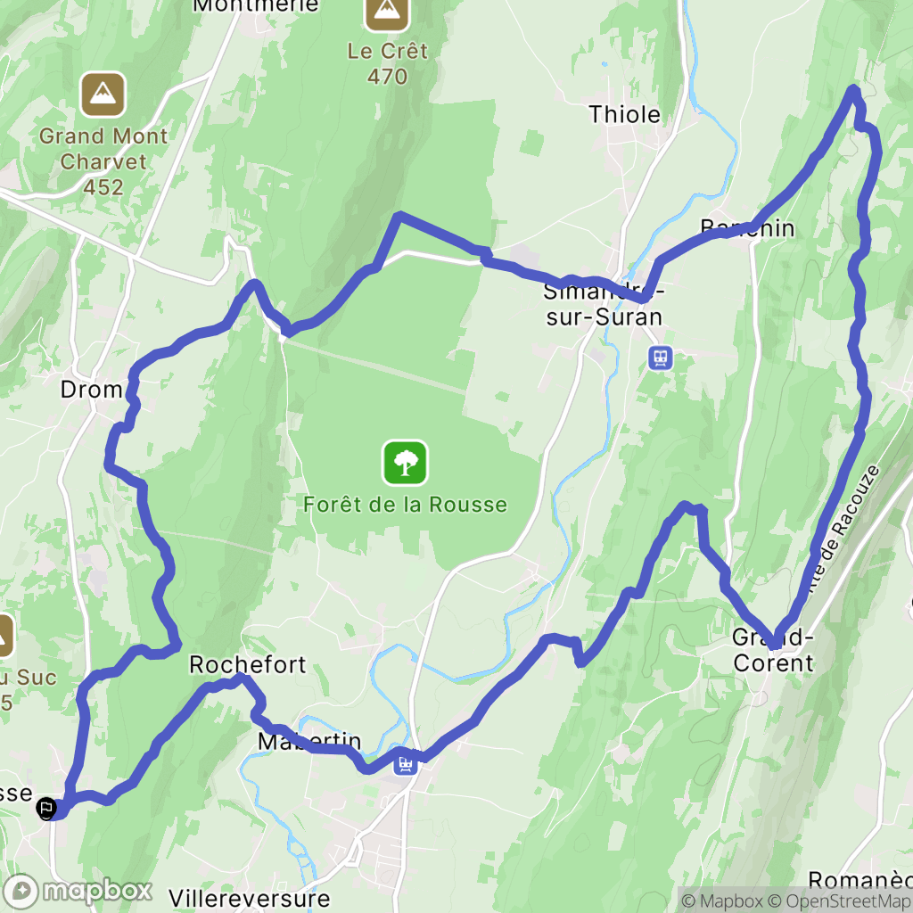 Ramasse : carte du parcours de randonnée - France