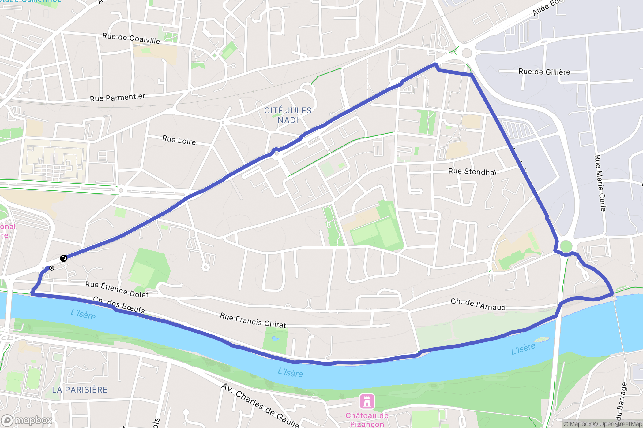 Romans-sur-Isère : carte du parcours de randonnée - France