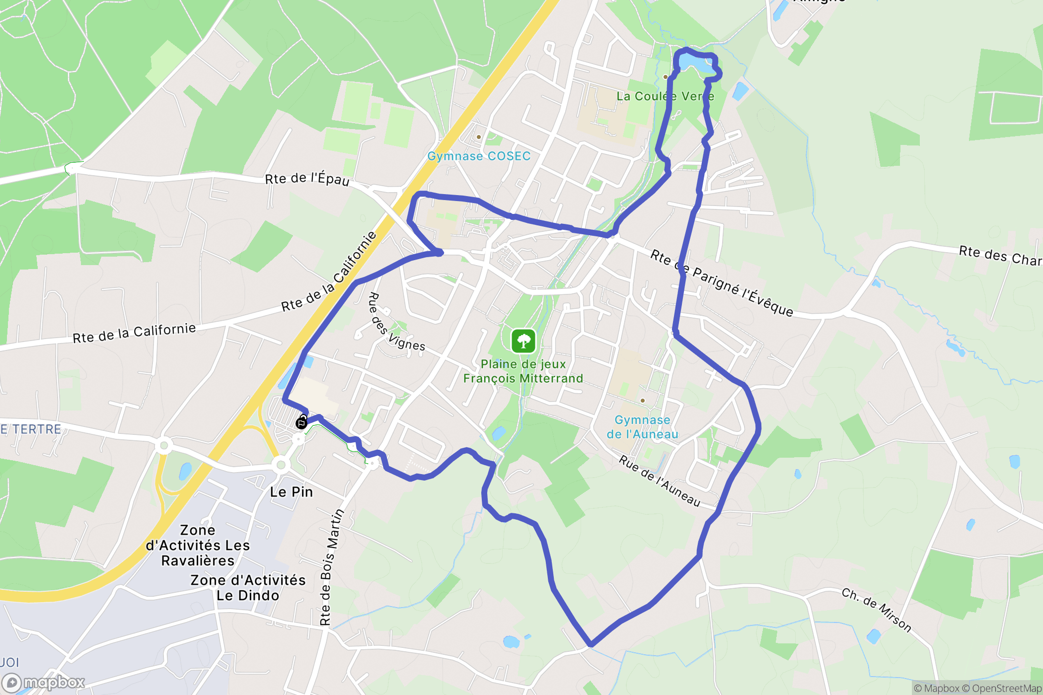 Changé : carte du parcours de randonnée - France