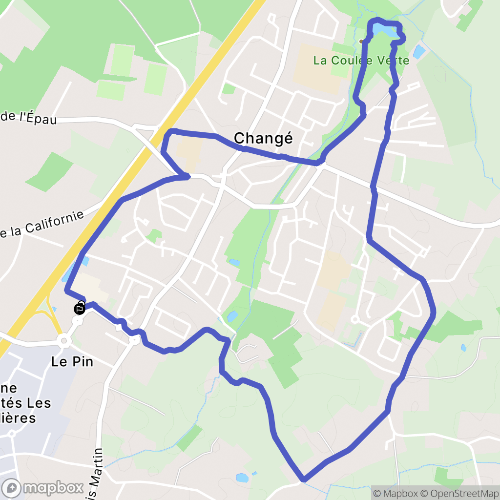 Changé : carte du parcours de randonnée - France