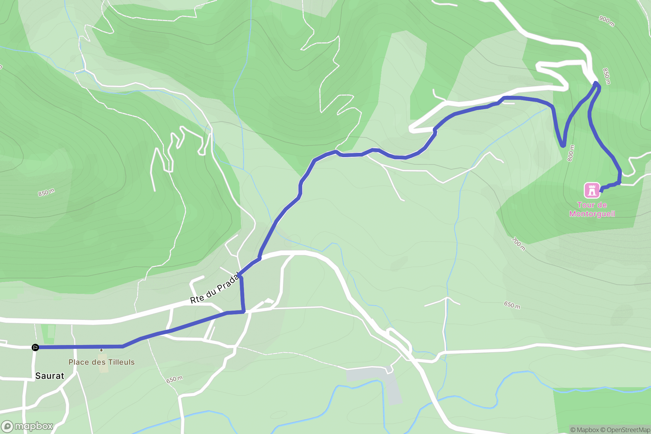 Saurat : carte du parcours de randonnée - France