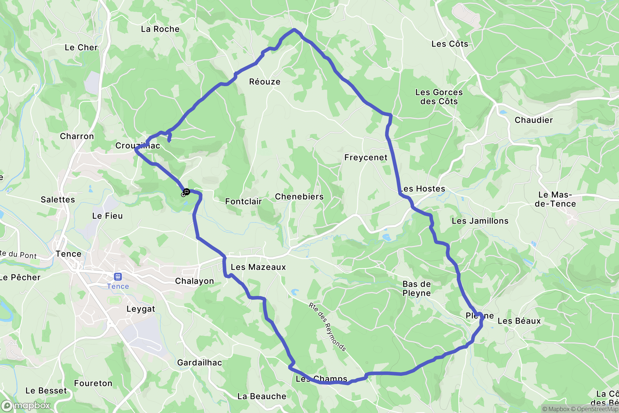 Tence : carte du parcours de randonnée - France