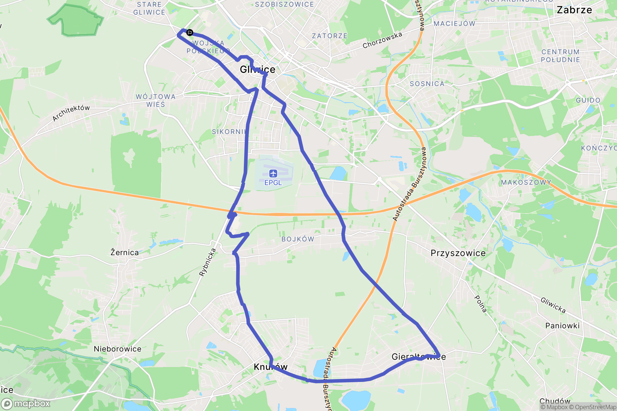 Gliwice: mapa trasy - Poland