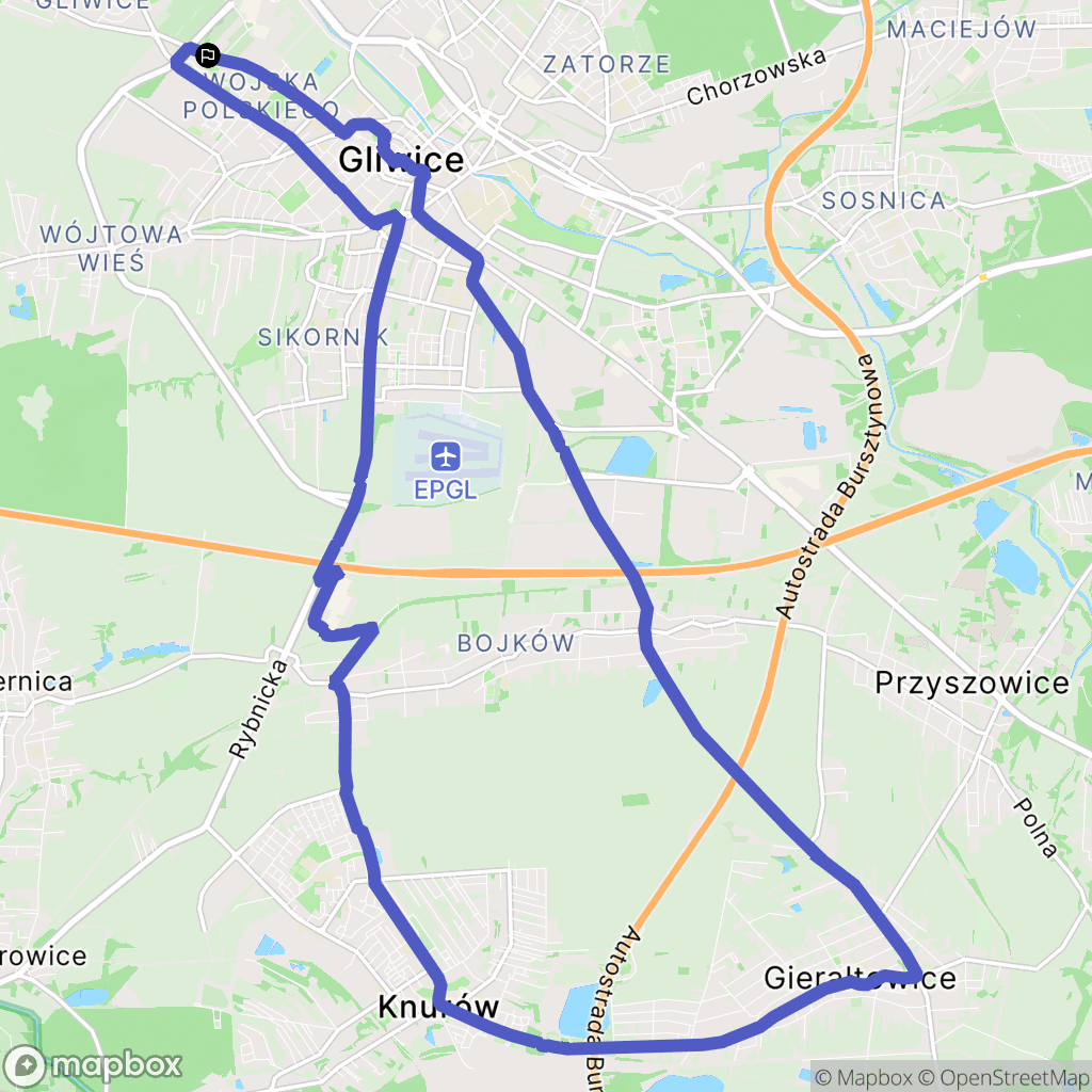 Gliwice: mapa trasy - Poland