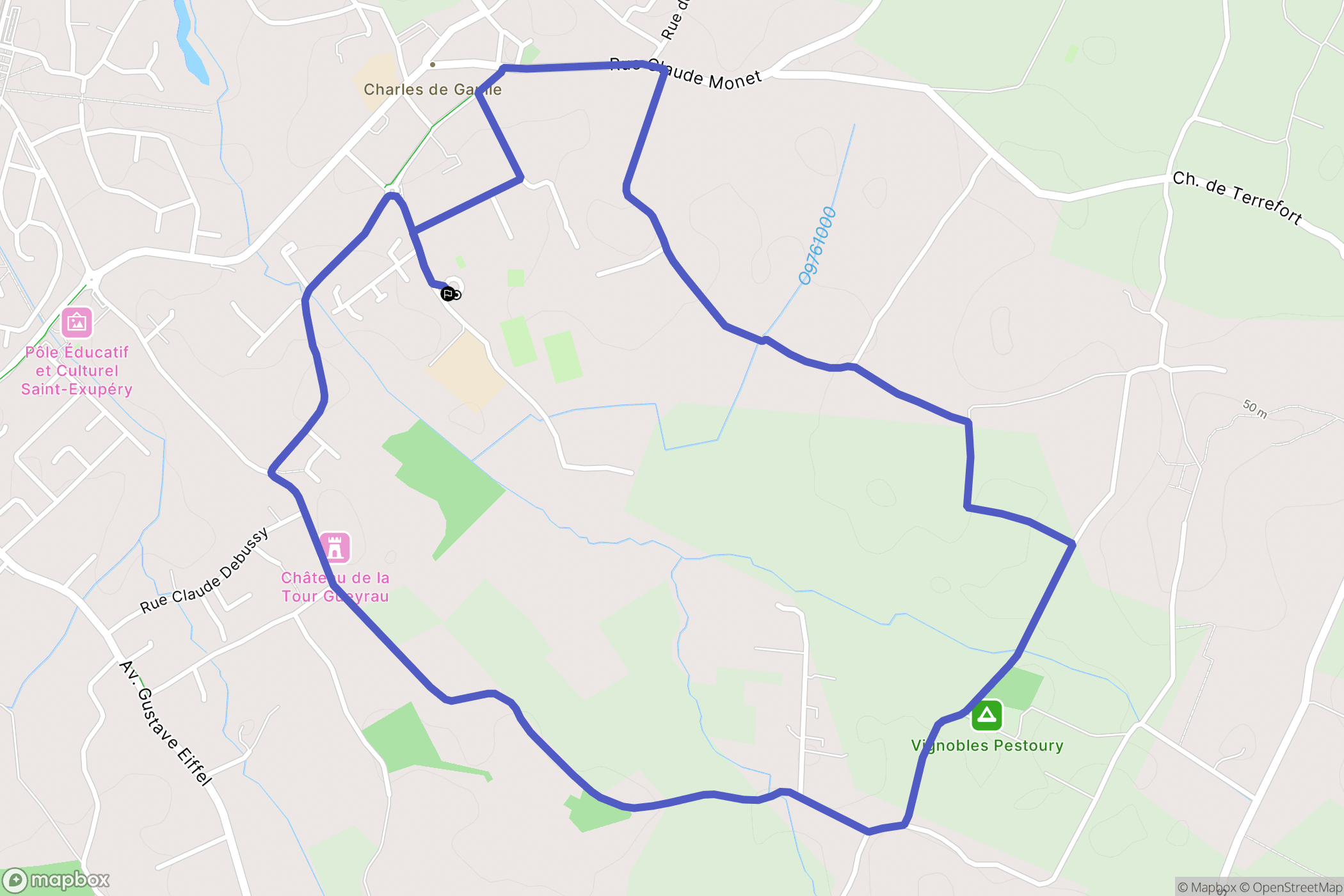Sainte-Eulalie : carte du parcours de randonnée - France