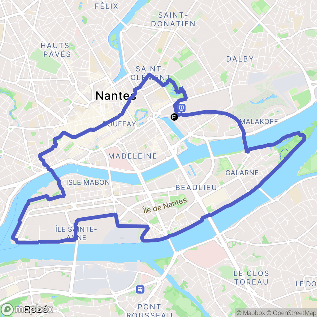 Nantes : carte du parcours de randonnée - France