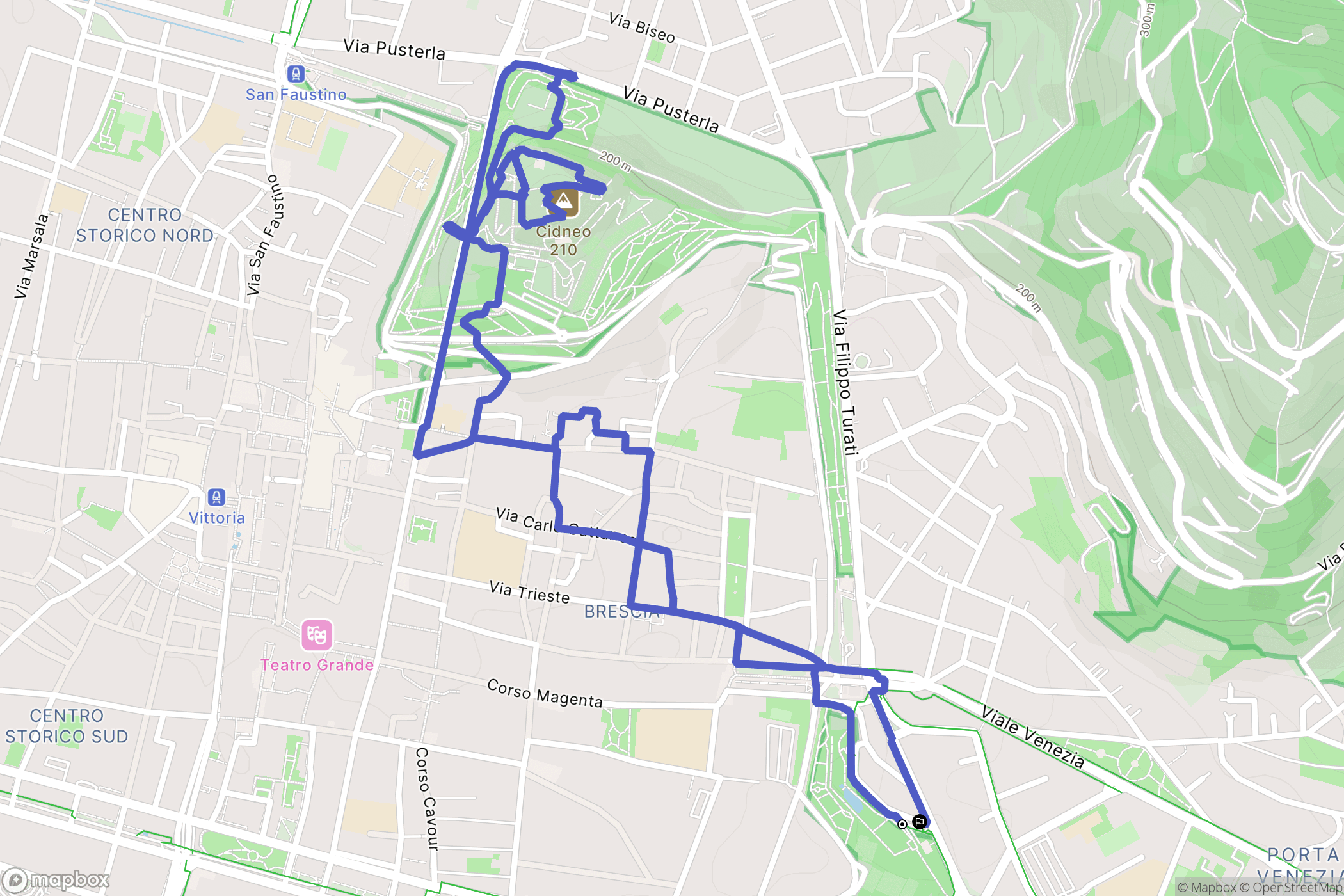 Brescia : carte du parcours de randonnée - Italy