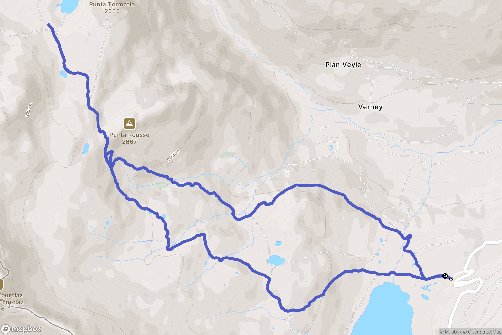 La Thuile : carte du parcours de randonnée - Italy